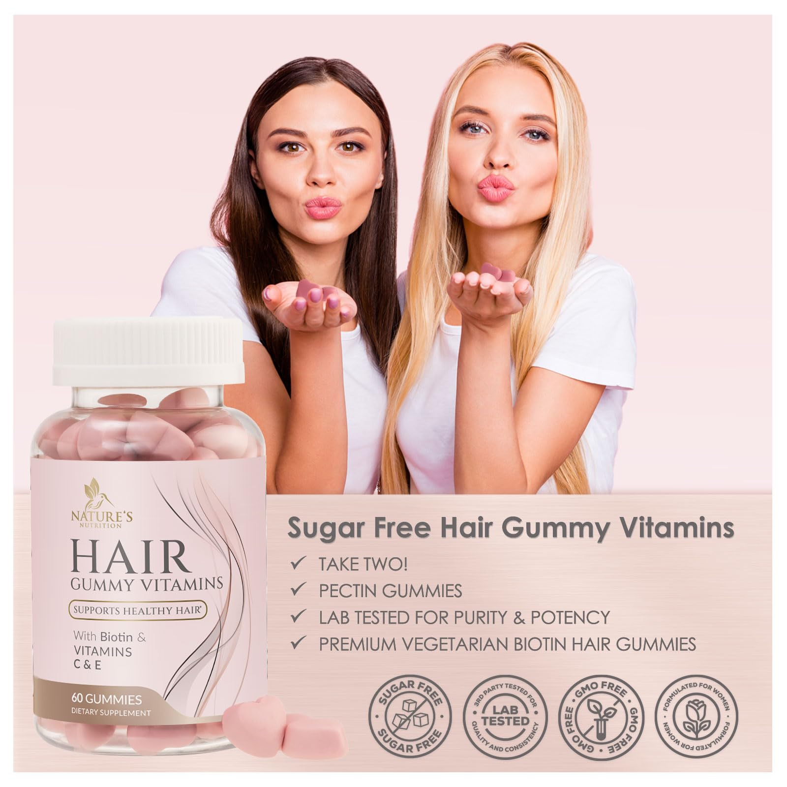 Foto 6 pulgar | Vitaminas Para El Cabello, Gomitas, Biotina De Nature's Nutrition, 5000 Mcg, 60 Unidades - Venta Internacional.