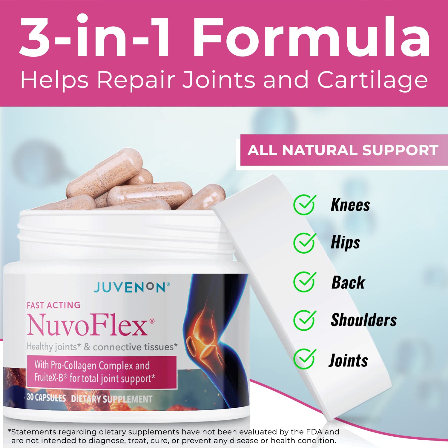 Foto 3 pulgar | Suplemento Juvenon Nuvoflex Joint Support 30 Cápsulas - Venta Internacional.