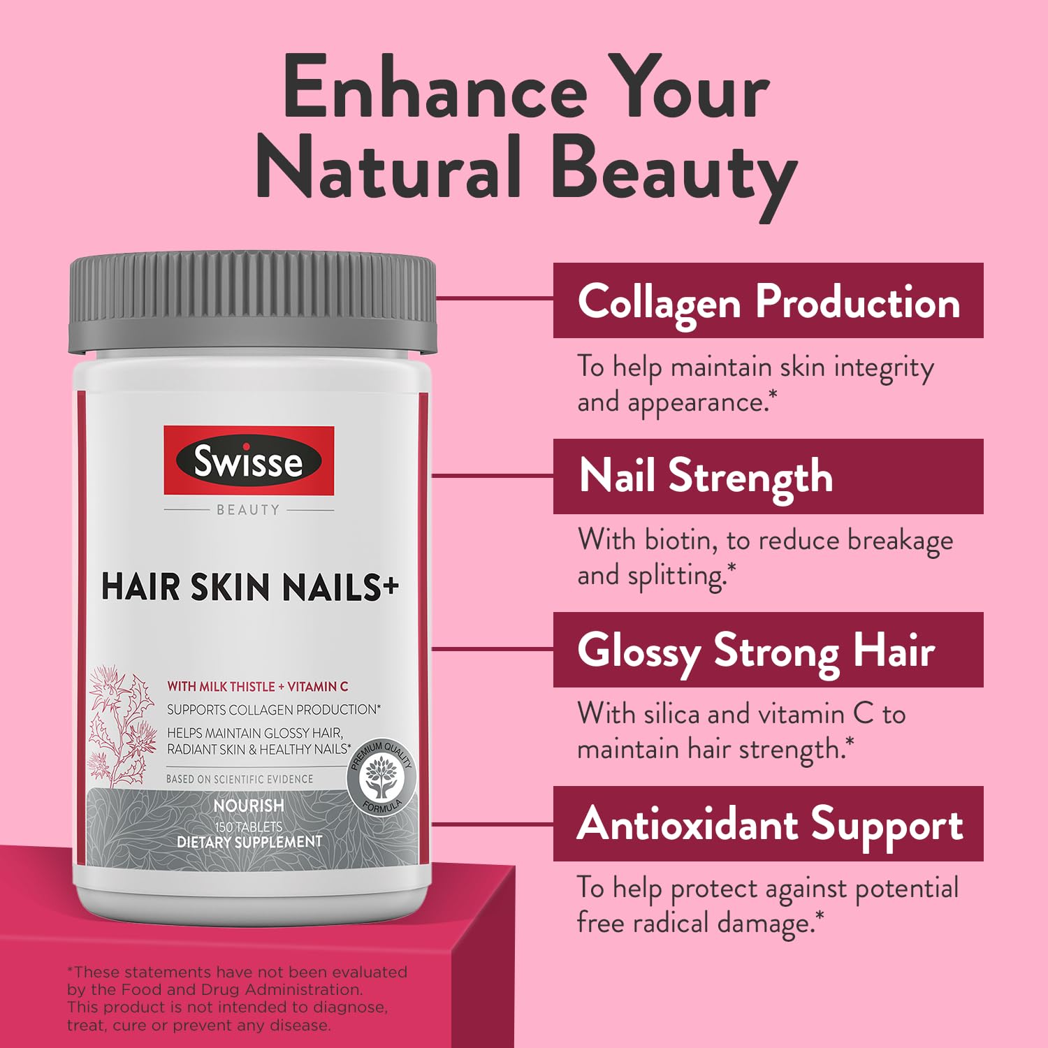 Foto 3 pulgar | Suplemento Swisse De Biotina Para Cabello, Piel Y Uñas, Colágeno, 150 Comprimidos - Venta Internacional.