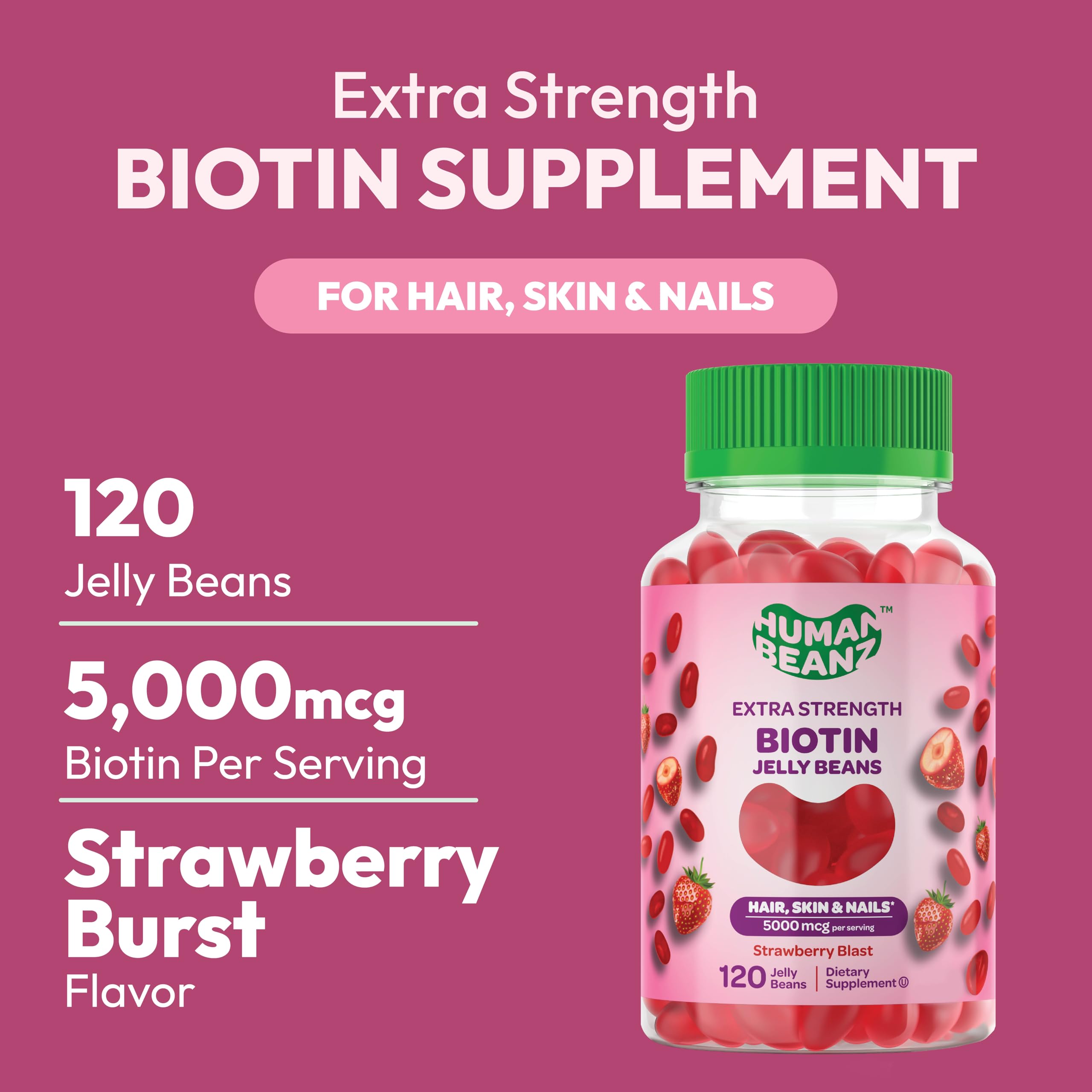 Foto 3 pulgar | Gominolas Con Biotina, Gomitas, Vitaminas, Frijoles Humanos, 5000 Mcg, 120 Unidades - Venta Internacional.