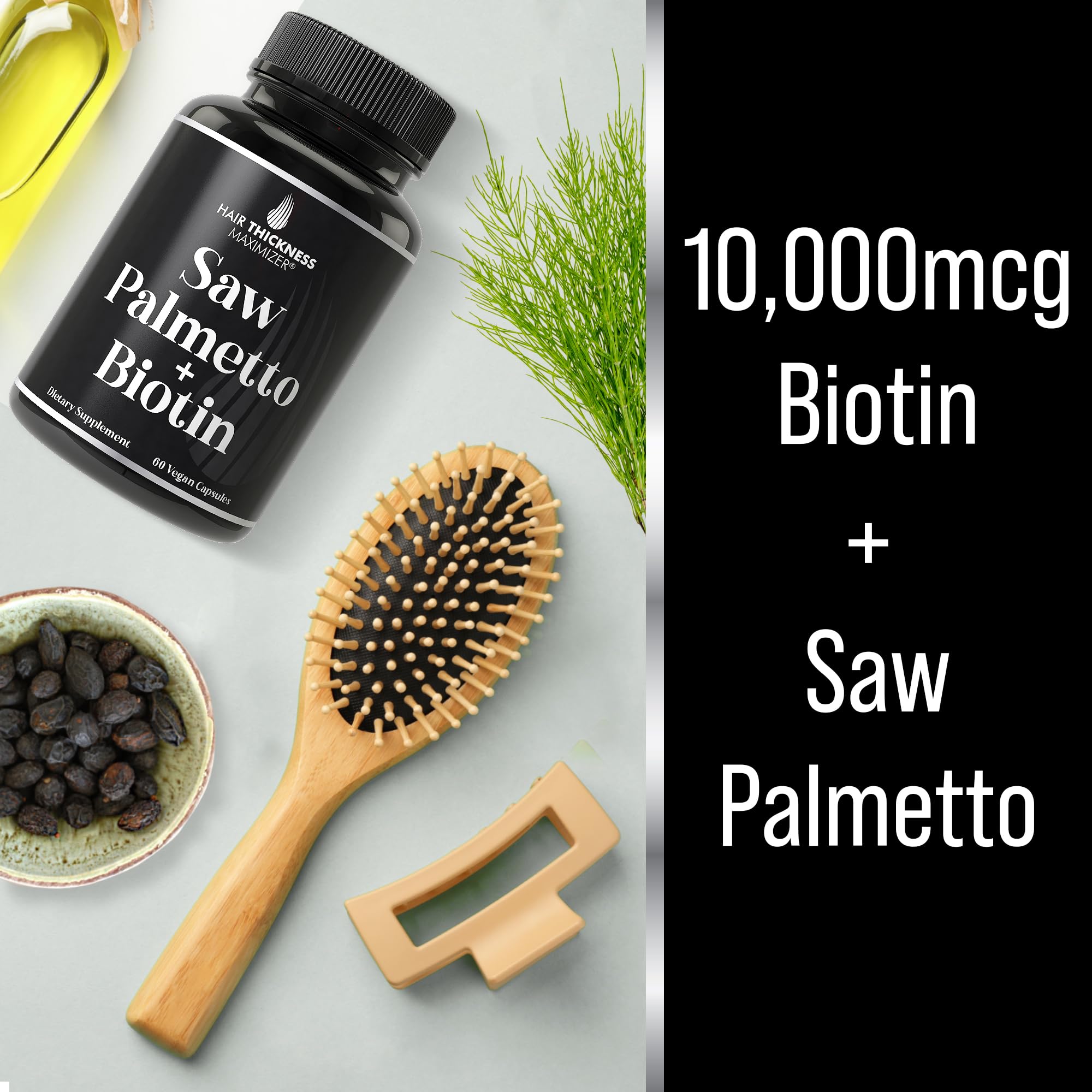 Foto 5 pulgar | Suplemento Para El Crecimiento Del Cabello Con Palma Enana Americana Y Biotina, 10000 Mcg, Vegano - Venta Internacional.