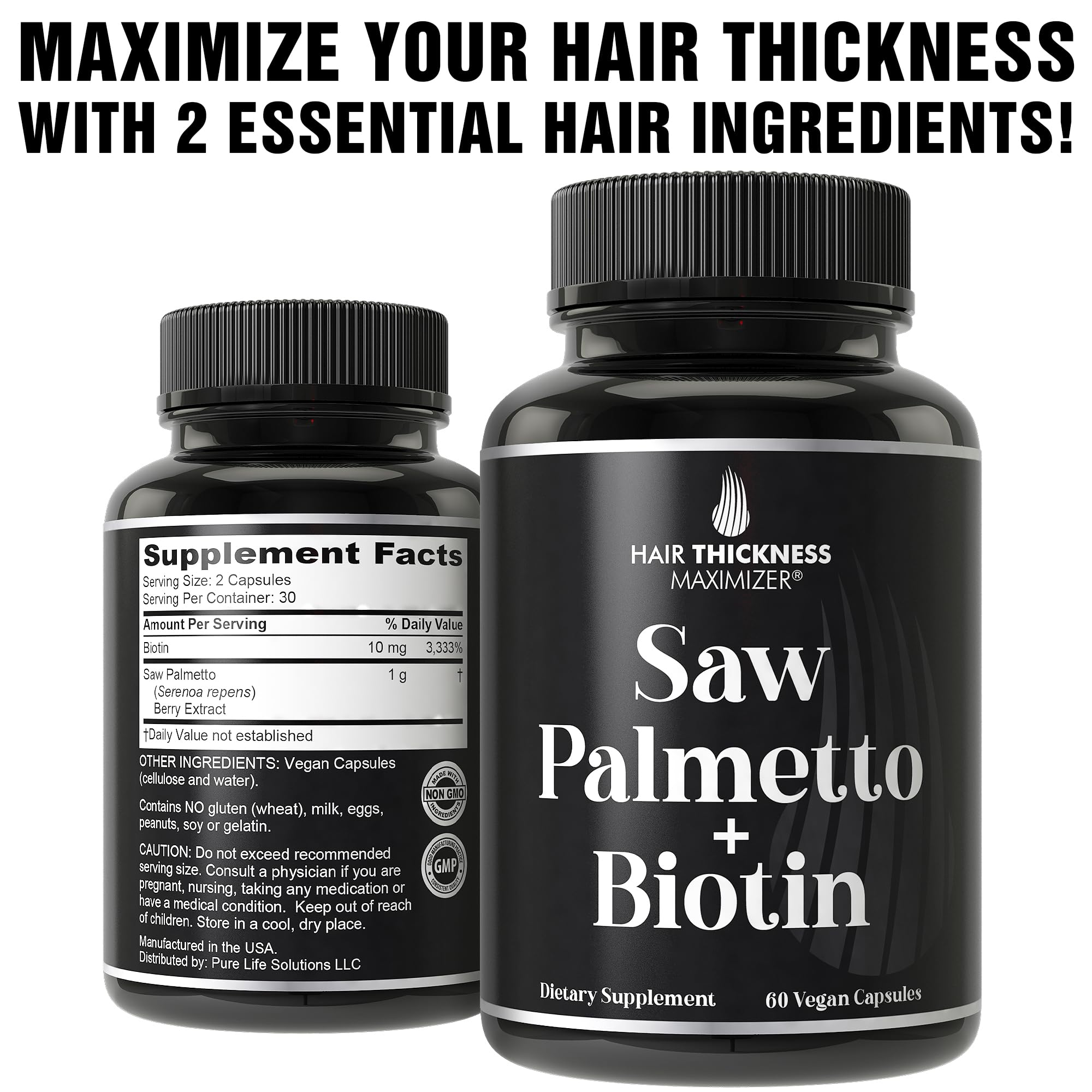 Foto 6 pulgar | Suplemento Para El Crecimiento Del Cabello Con Palma Enana Americana Y Biotina, 10000 Mcg, Vegano - Venta Internacional.
