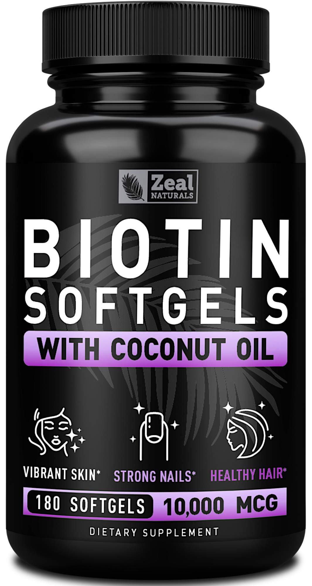 Foto 2 pulgar | Suplemento De Biotina Zeal Naturals De 10000 Mcg Con Aceite De Coco 180  - Venta Internacional.