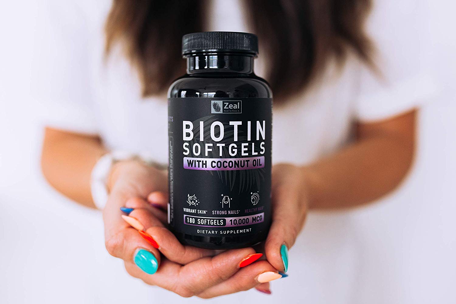 Foto 7 pulgar | Suplemento De Biotina Zeal Naturals De 10000 Mcg Con Aceite De Coco 180  - Venta Internacional.