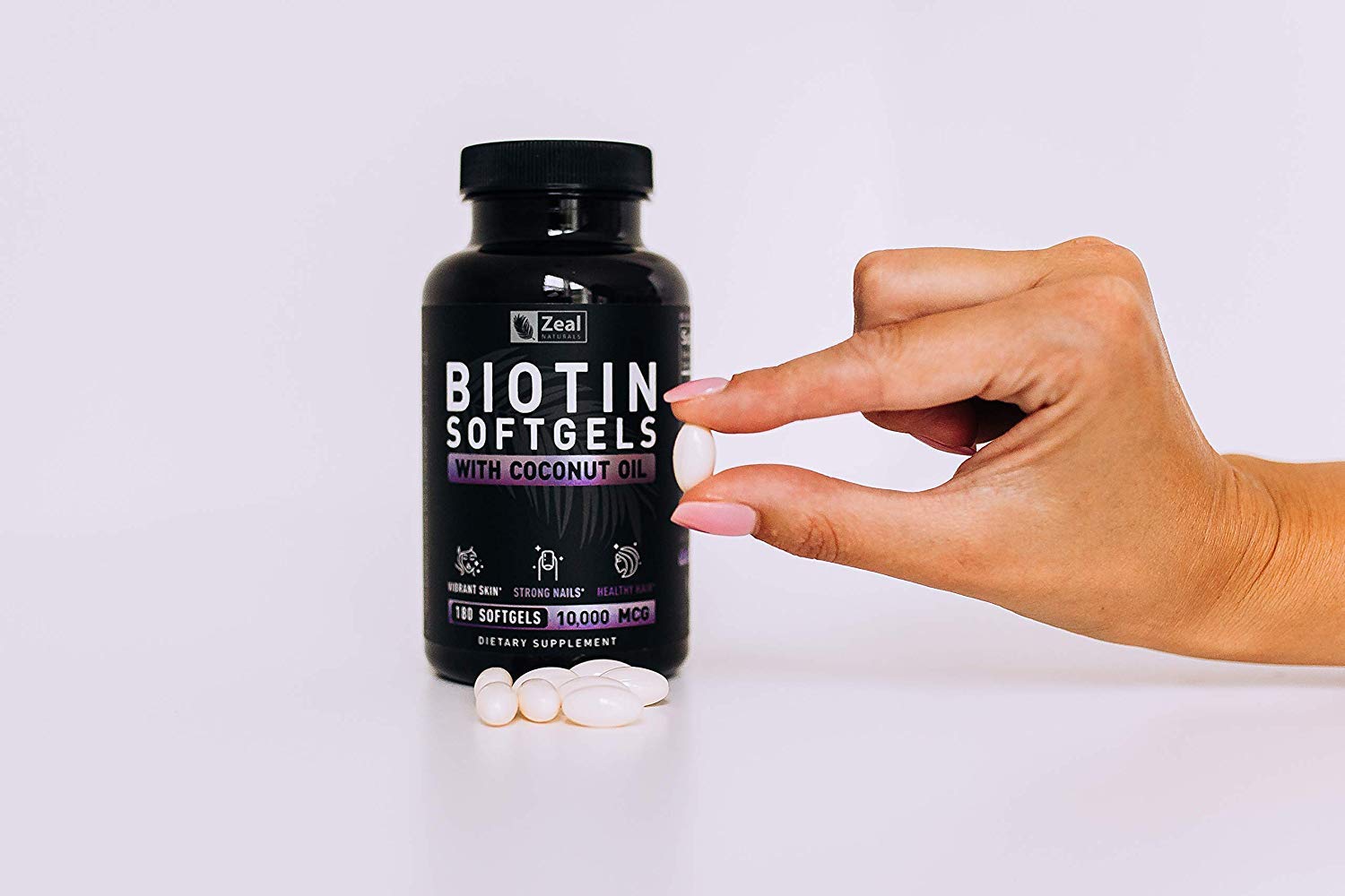 Foto 8 pulgar | Suplemento De Biotina Zeal Naturals De 10000 Mcg Con Aceite De Coco 180  - Venta Internacional.
