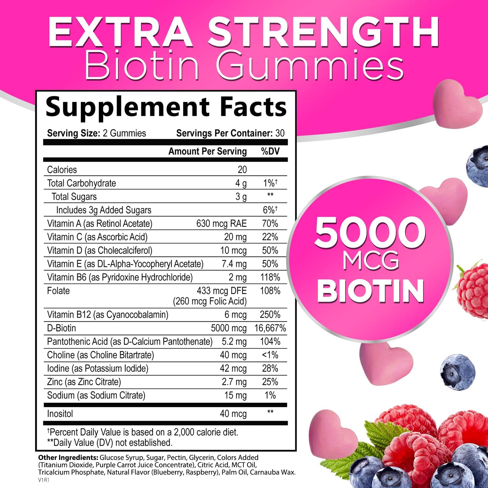 Foto 3 pulgar | Gomita Para Cabello, Piel Y Uñas: Biotina 5000 Mcg Con Vitamina E Y C - Venta Internacional.