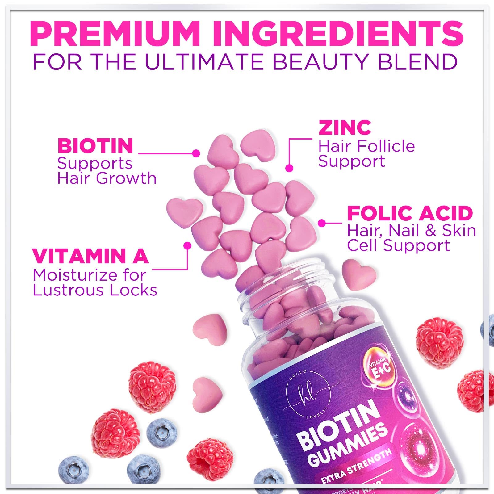 Foto 4 pulgar | Gomita Para Cabello, Piel Y Uñas: Biotina 5000 Mcg Con Vitamina E Y C - Venta Internacional.