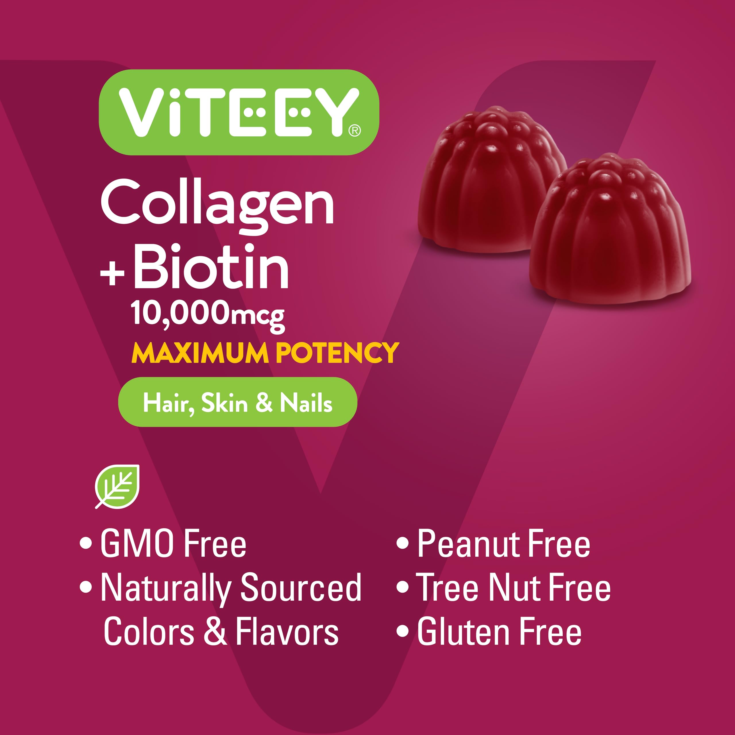 Foto 6 pulgar | Gomitas Viteey Colágeno Y Biotina Para Cabello, Piel Y Uñas - Venta Internacional.