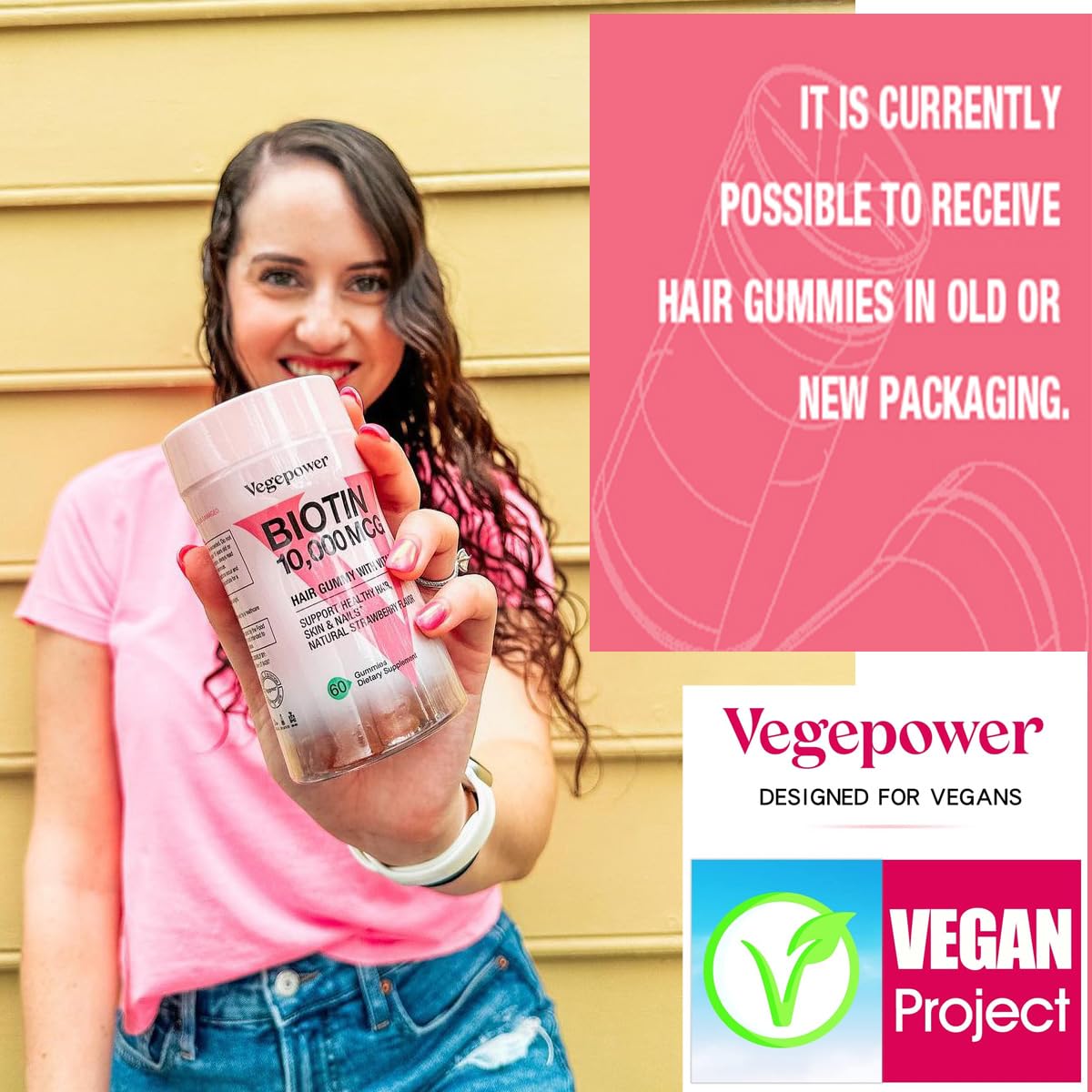 Foto 6 | Suplemento De Biotina Vegepower, 10 000 Mcg, Gomitas Para El Crecimiento Del Cabello 60 - Venta Internacional.