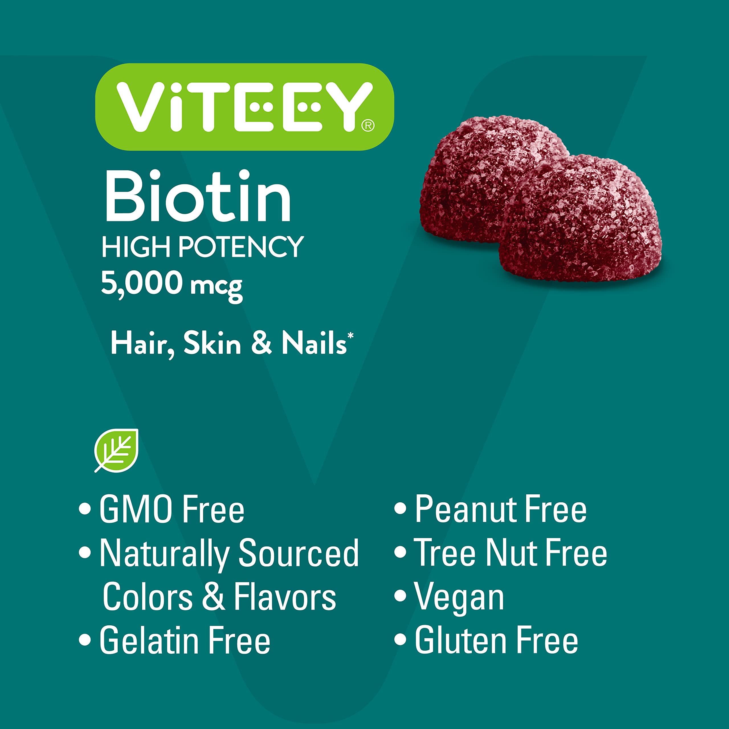 Foto 6 pulgar | Gomitas De Biotina Viteey Para Cabello, Piel Y Uñas, 5000 Mcg, 120 Unidades - Venta Internacional.