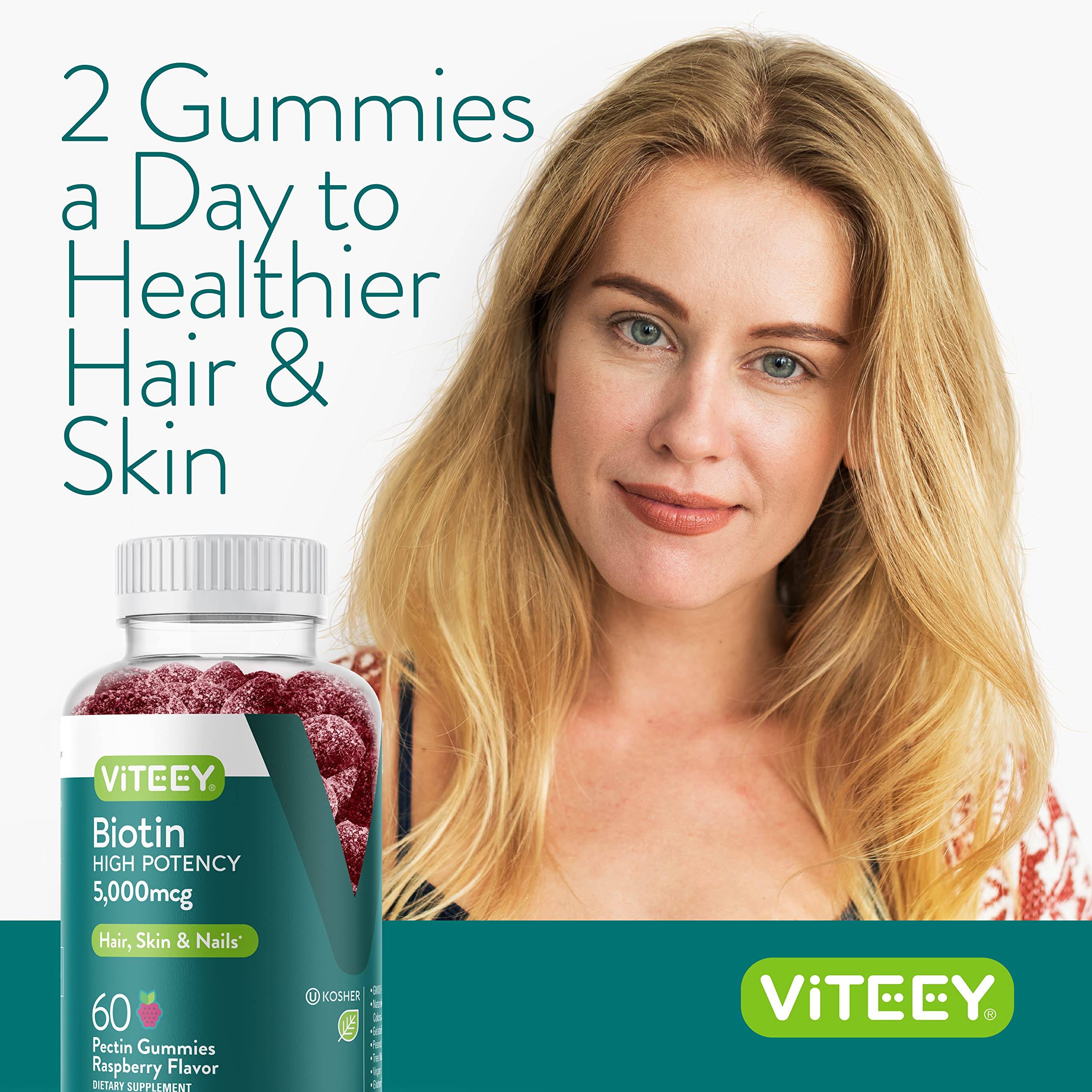 Foto 7 pulgar | Gomitas De Biotina Viteey Para Cabello, Piel Y Uñas, 5000 Mcg, 120 Unidades - Venta Internacional.
