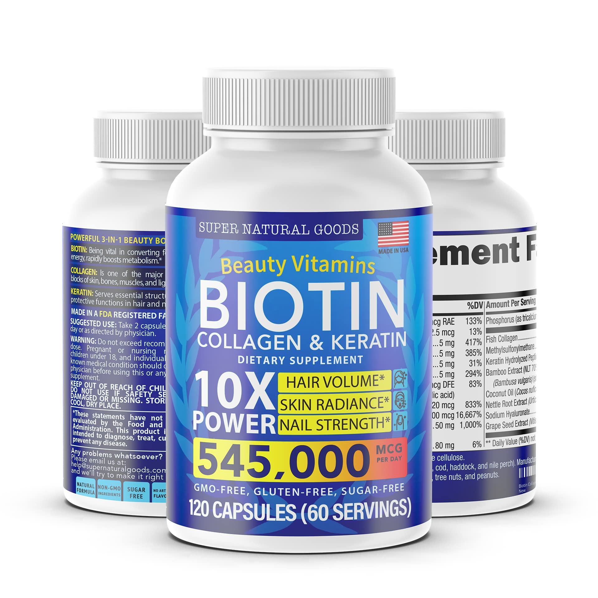 Foto 7 | Suplementos Super Natural Goods: Biotina, Colágeno Y Queratina 120  - Venta Internacional.