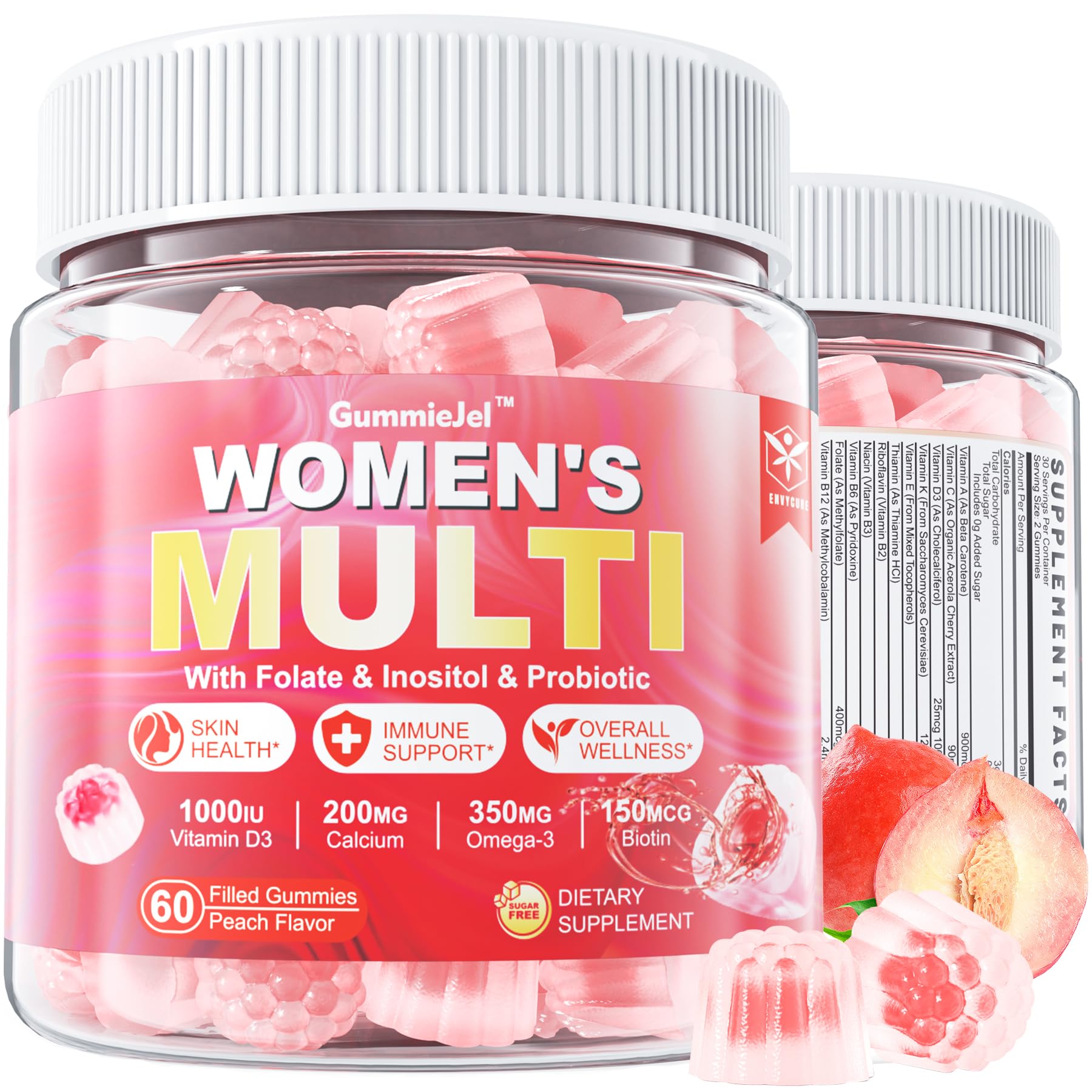Foto 2 pulgar | Gomitas Multivitamínicas Envycure Sin Azúcar Para Mujeres, 60 Unidades - Venta Internacional.