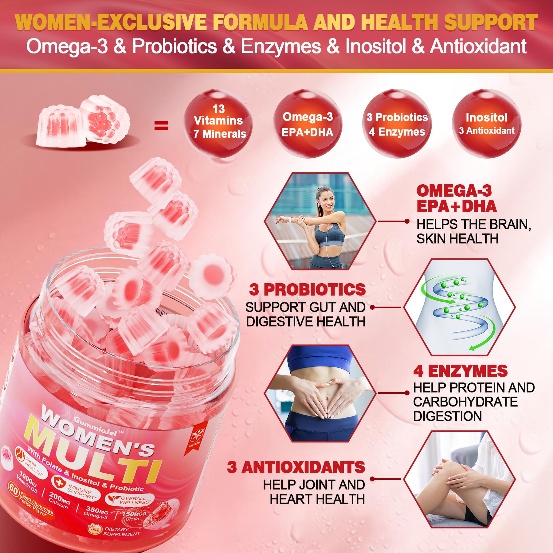 Foto 5 pulgar | Gomitas Multivitamínicas Envycure Sin Azúcar Para Mujeres, 60 Unidades - Venta Internacional.