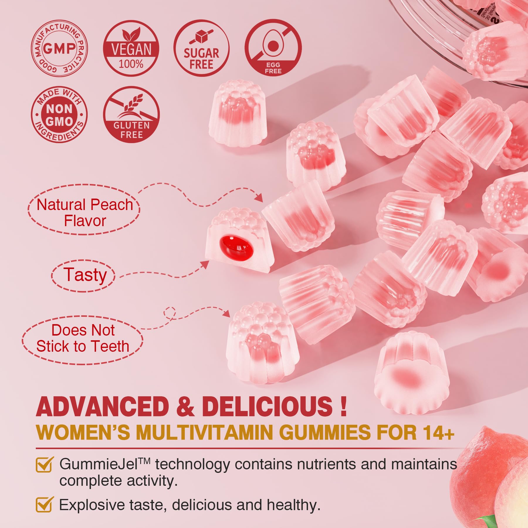 Foto 7 pulgar | Gomitas Multivitamínicas Envycure Sin Azúcar Para Mujeres, 60 Unidades - Venta Internacional.
