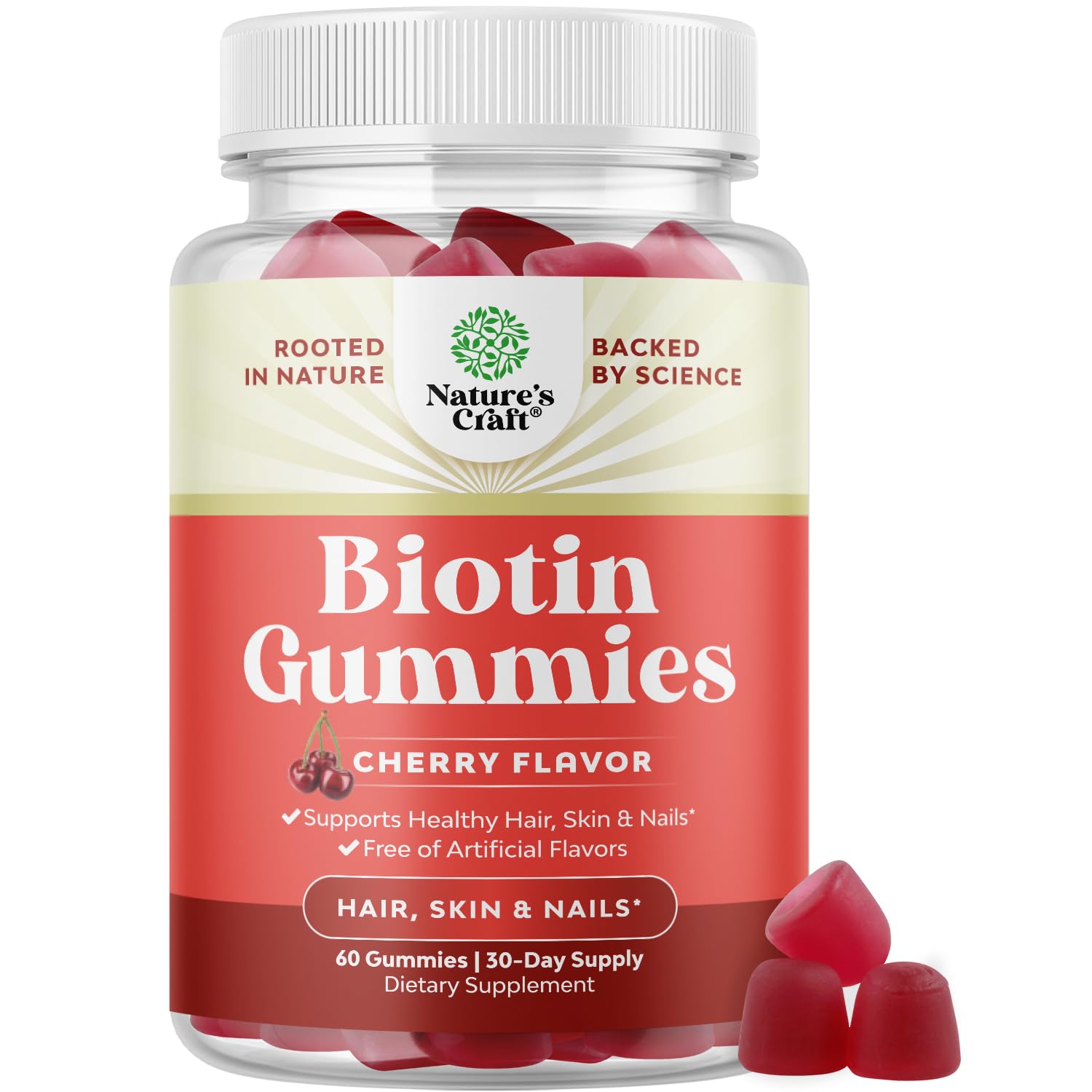 Foto 2 pulgar | Gomitas De Biotina Supplement Natures Craft Para El Crecimiento Del Cabello, 5000 Mcg - Venta Internacional.
