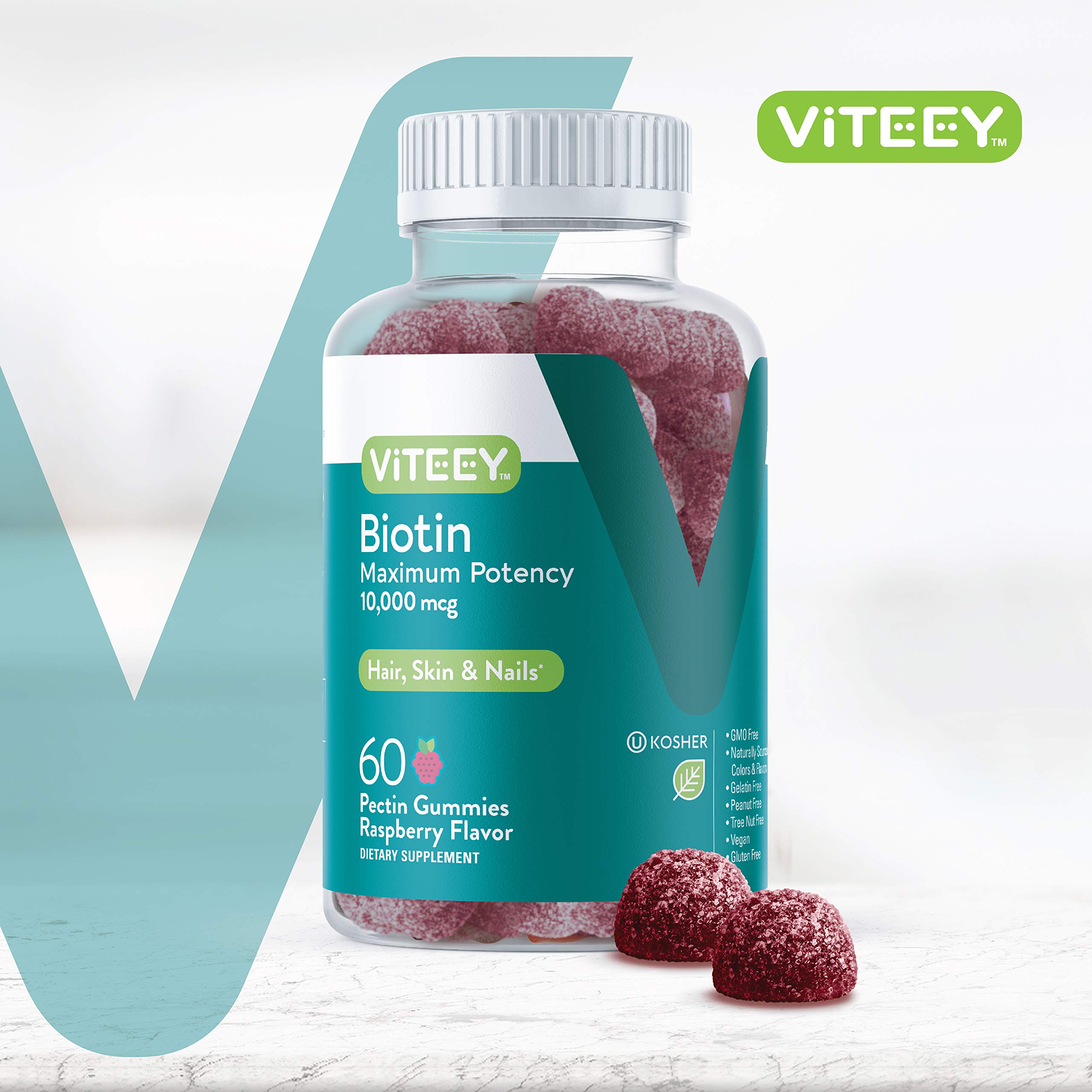 Foto 3 pulgar | Gomitas De Biotina Viteey De 10 000 Mcg Para Cabello, Piel Y Uñas, 60 Unidades - Venta Internacional.