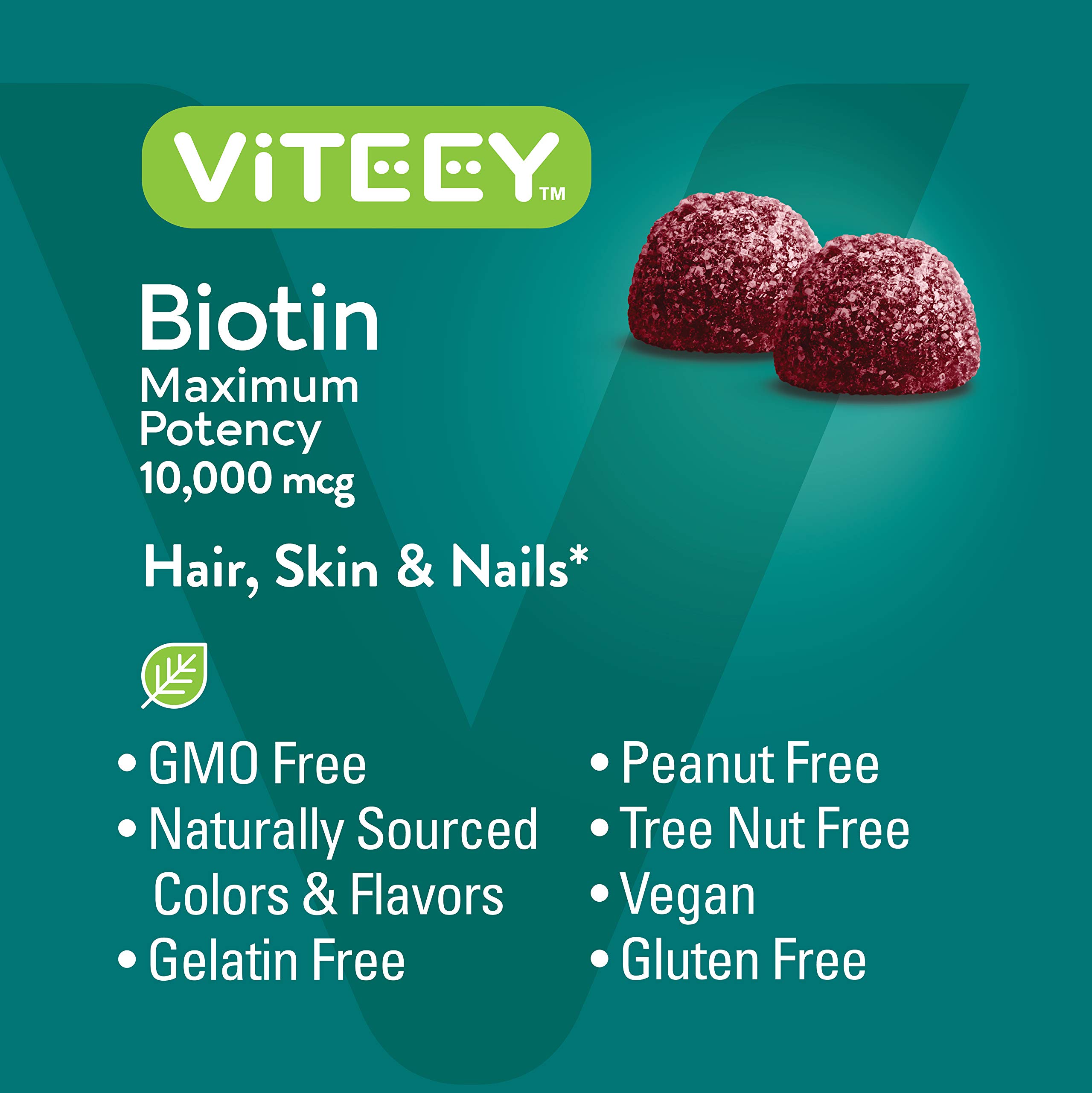 Foto 6 pulgar | Gomitas De Biotina Viteey De 10 000 Mcg Para Cabello, Piel Y Uñas, 60 Unidades - Venta Internacional.
