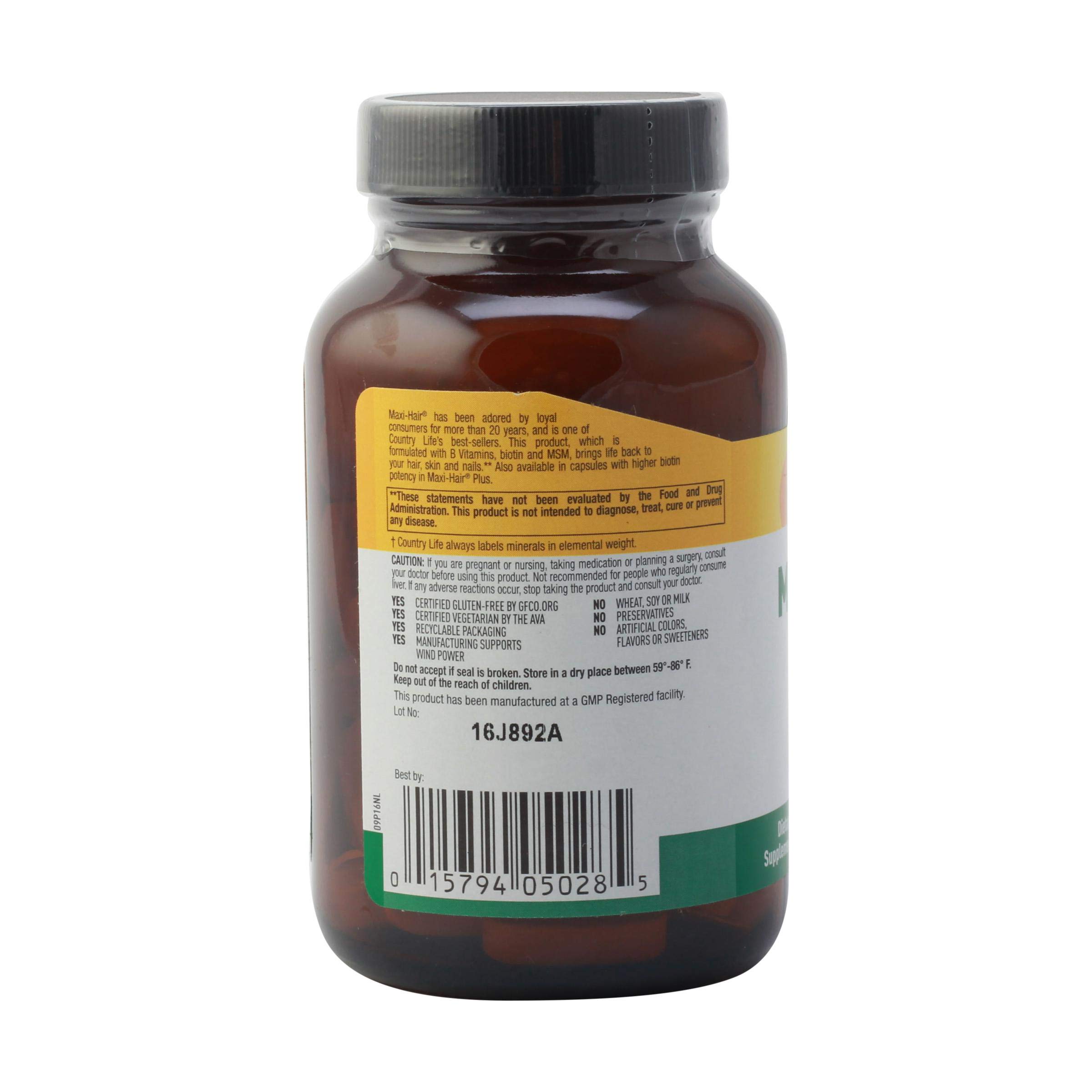 Foto 4 pulgar | Suplemento Country Life Maxi-hair 2000 Mcg De Biotina 60 Tabletas - Venta Internacional.