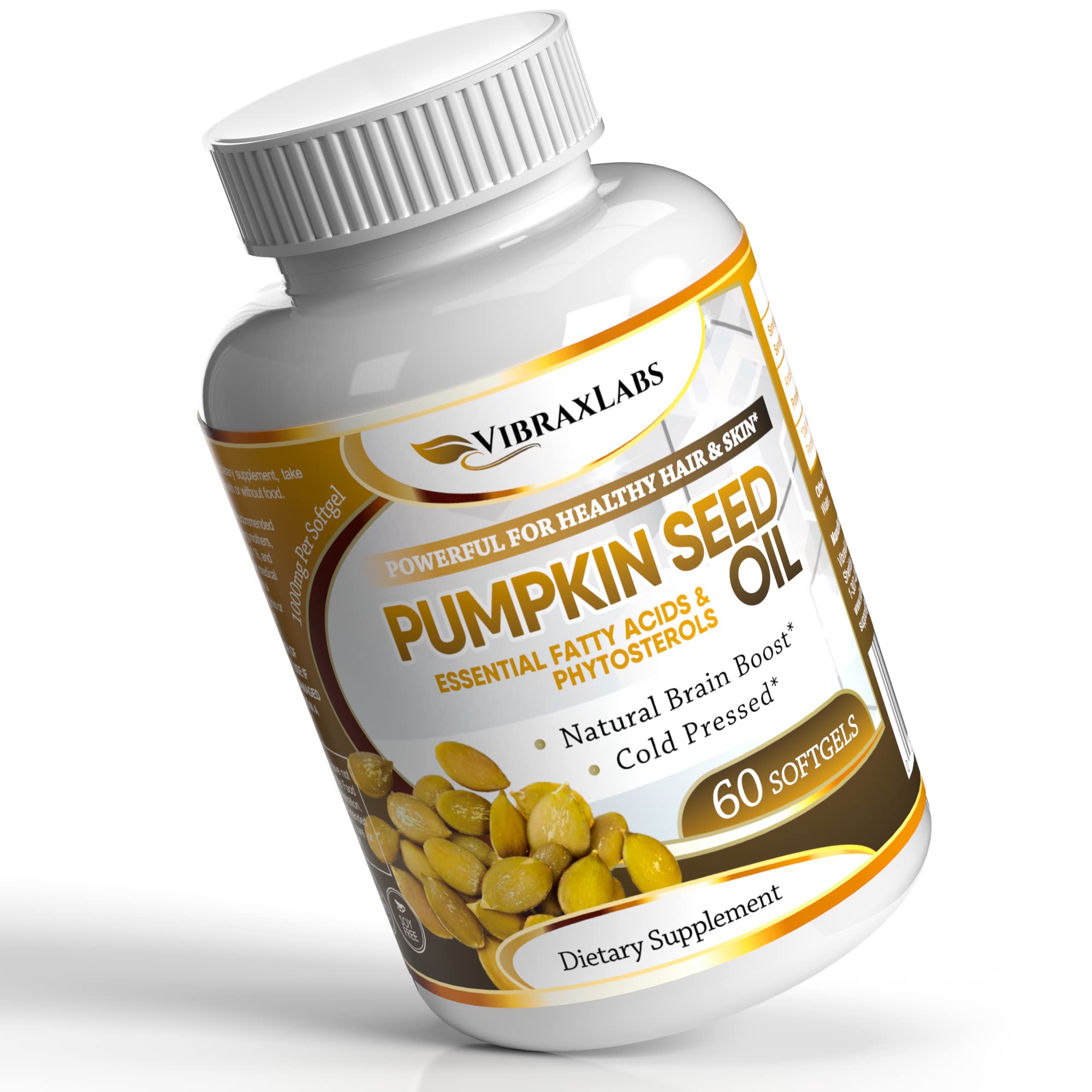 Foto 2 pulgar | Suplemento De Aceite De Semilla De Calabaza Vibraxlabs, 1000 Mg, 60 Cápsulas Blandas - Venta Internacional.