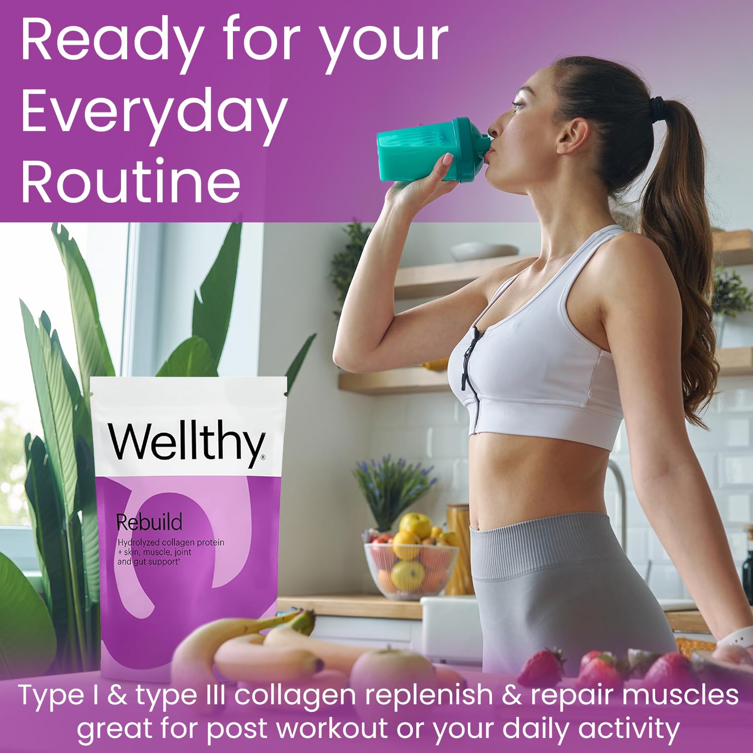 Foto 4 pulgar | Proteína De Péptidos De Colágeno En Polvo Wellthy 20.000 Mg 18 G - Venta Internacional.