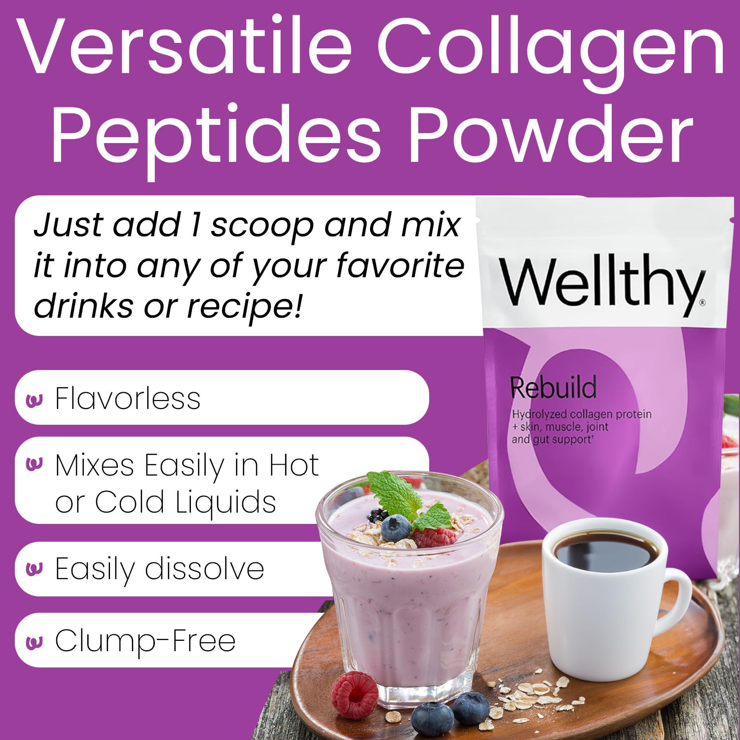 Foto 6 pulgar | Proteína De Péptidos De Colágeno En Polvo Wellthy 20.000 Mg 18 G - Venta Internacional.