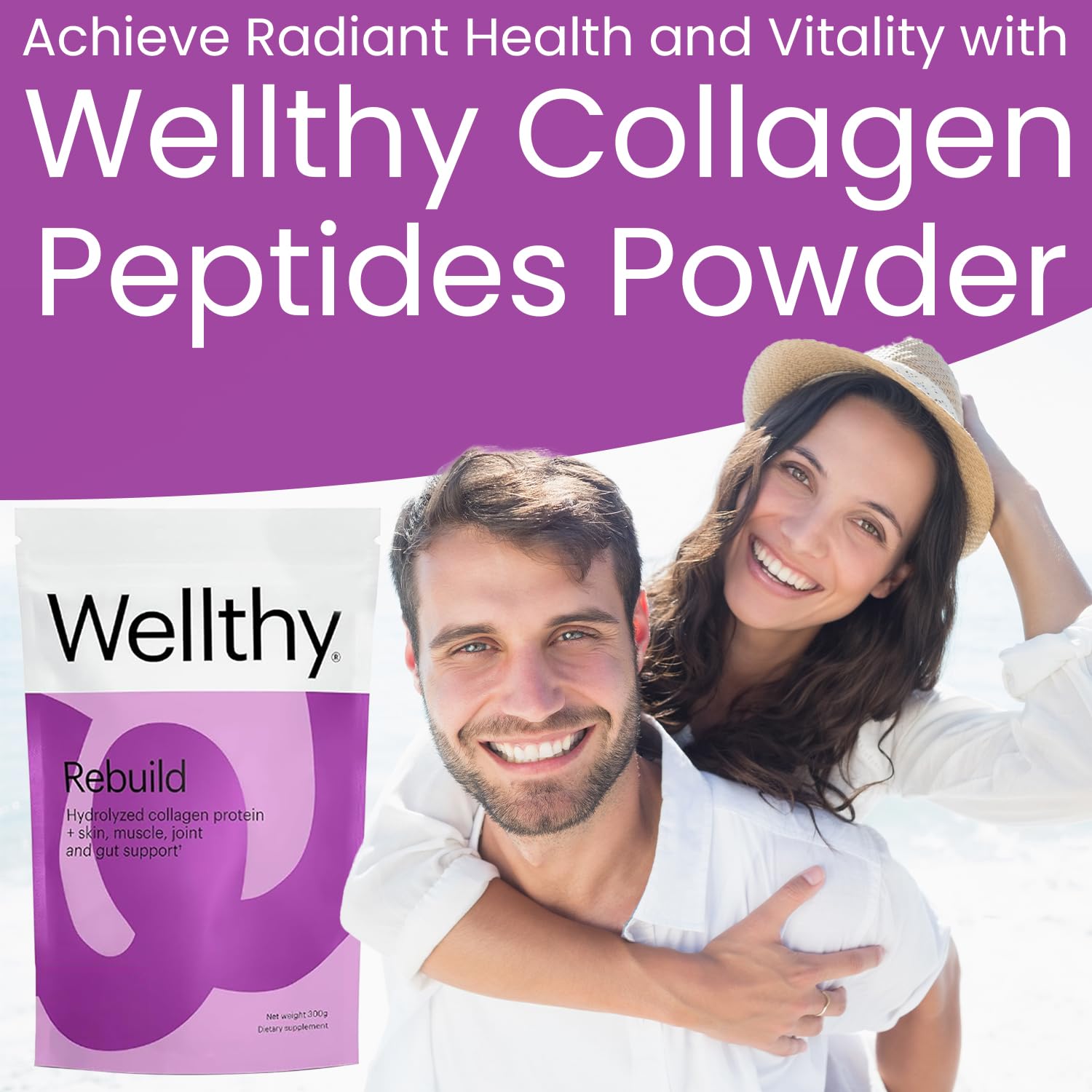 Foto 8 pulgar | Proteína De Péptidos De Colágeno En Polvo Wellthy 20.000 Mg 18 G - Venta Internacional.