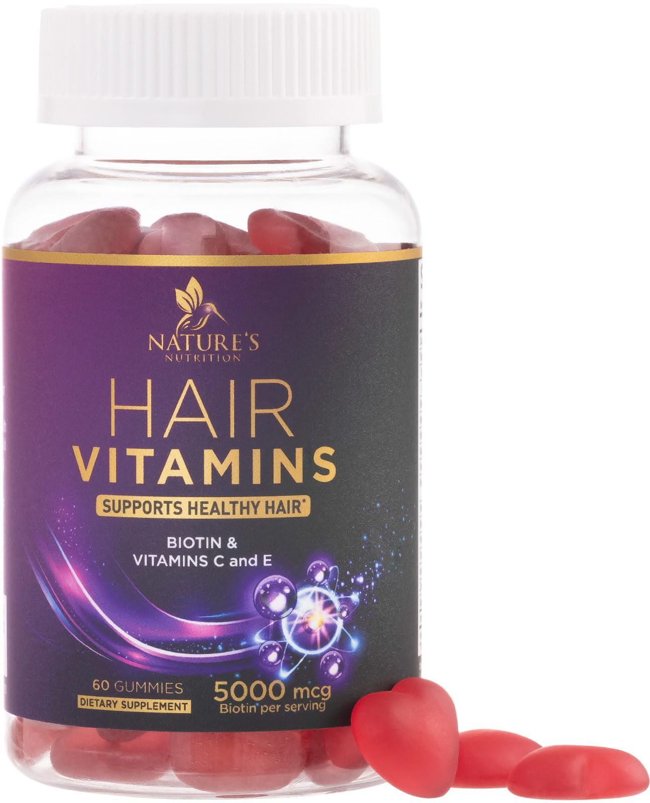 Foto 2 pulgar | Suplemento Para El Crecimiento Del Cabello Gummy Nature's Nutrition 60 Gomitas - Venta Internacional.