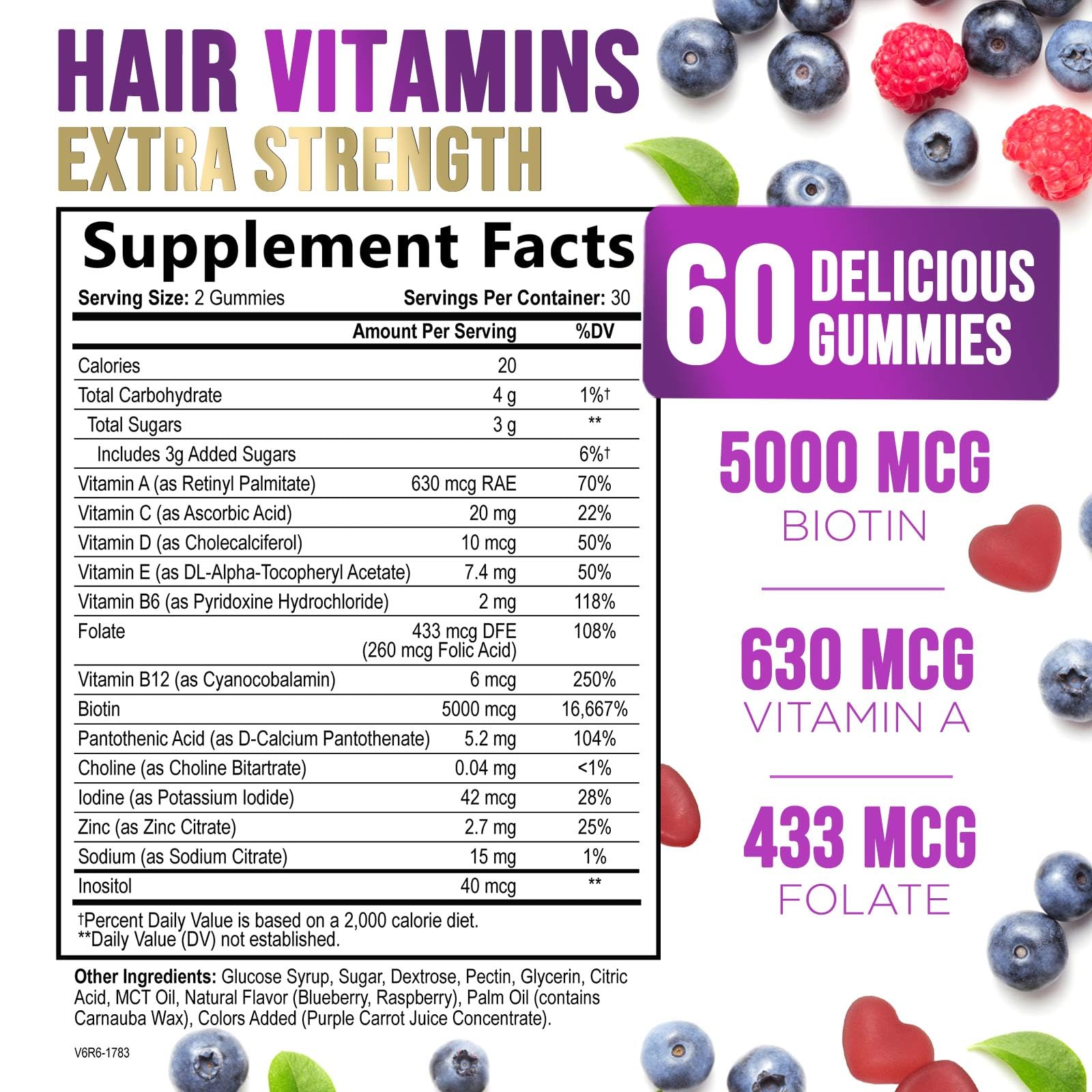 Foto 3 pulgar | Suplemento Para El Crecimiento Del Cabello Gummy Nature's Nutrition 60 Gomitas - Venta Internacional.