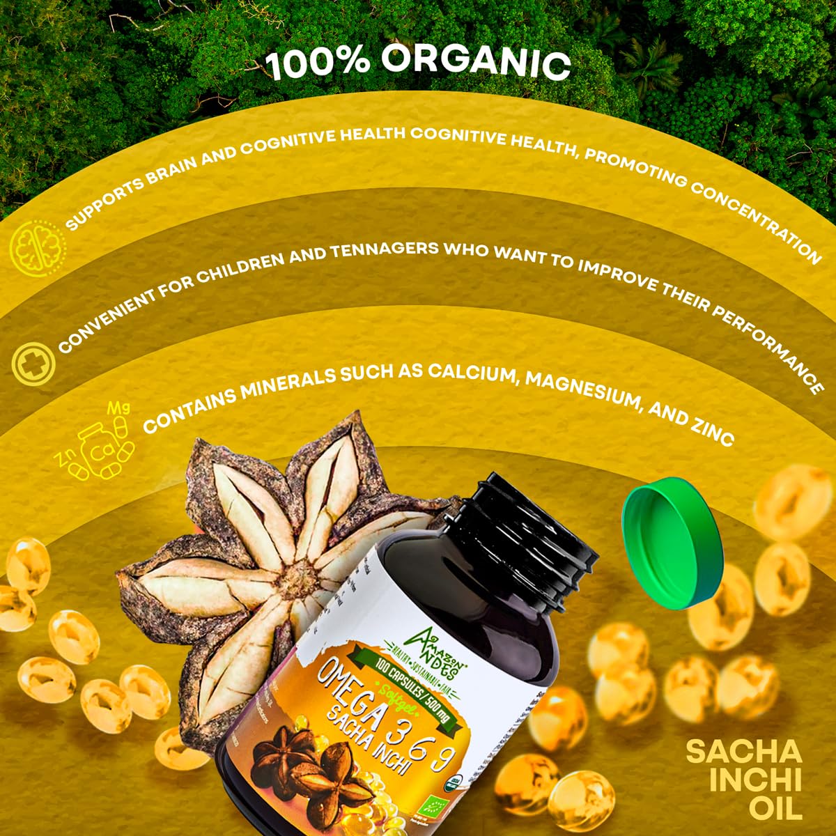 Foto 4 pulgar | Suplemento De Cápsulas Blandas De Aceite De Sacha Inchi De Amazon Andes - Venta Internacional.