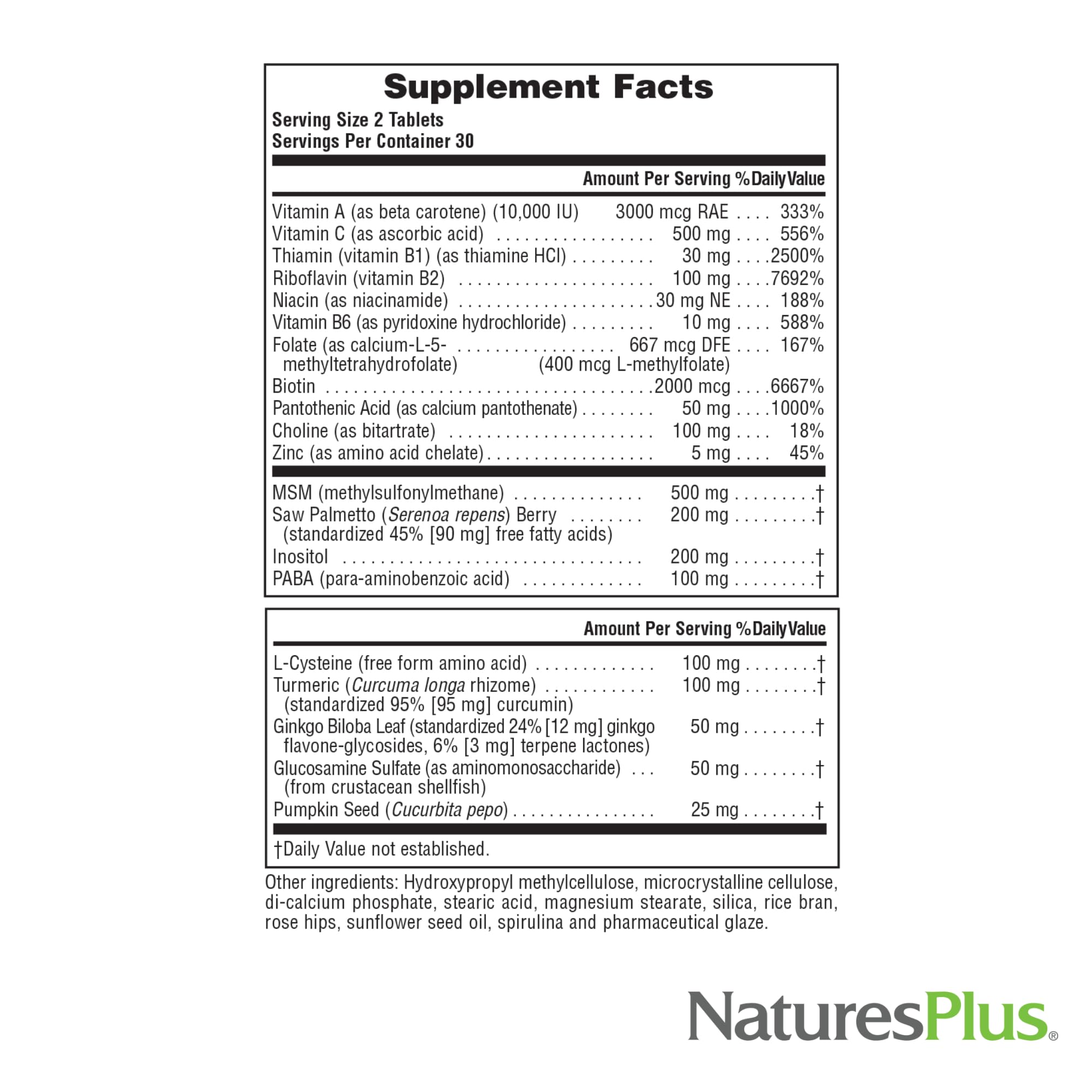Foto 5 pulgar | Suplemento Natures Plus Ultra Hair Plus Para Hombre 60 Comprimidos - Venta Internacional.