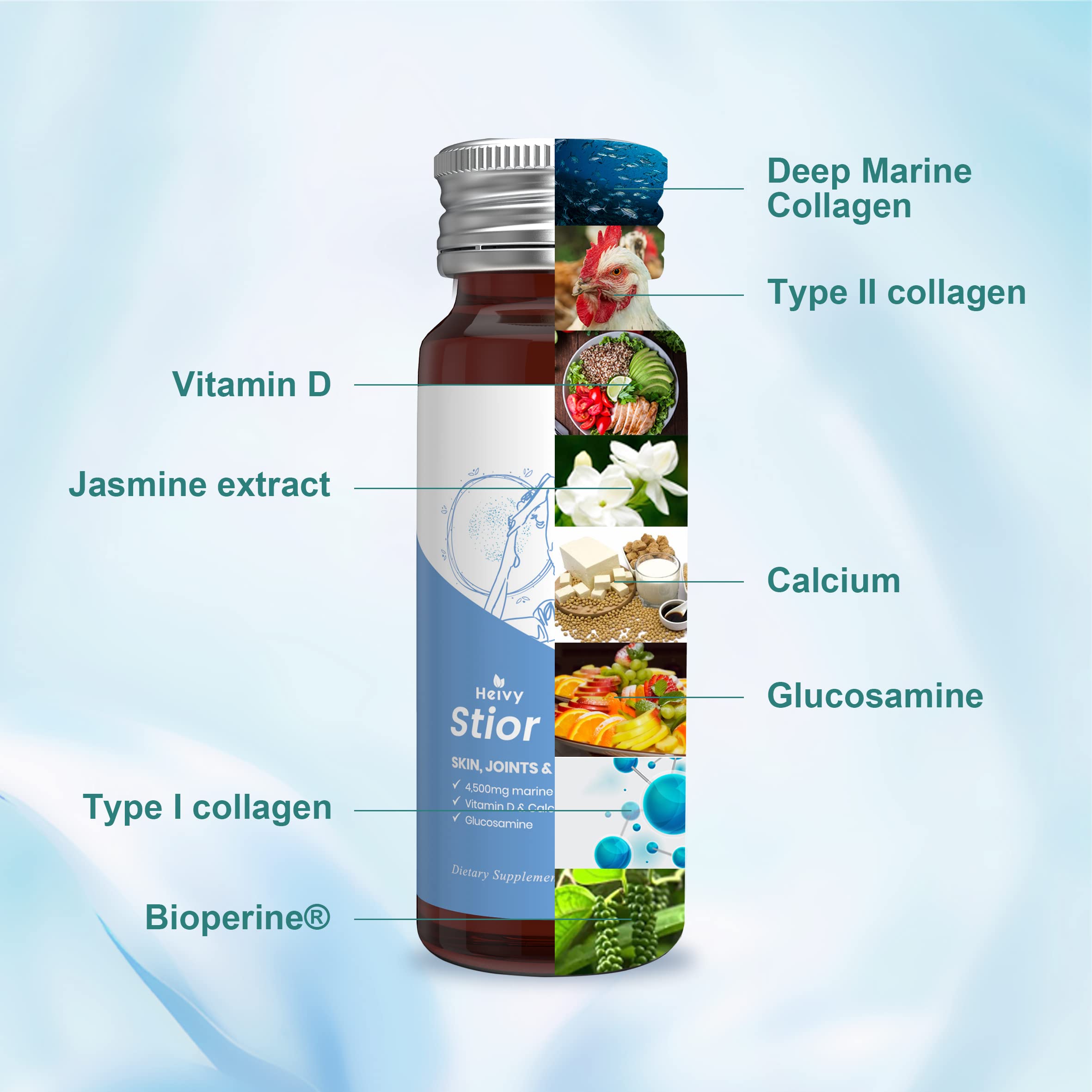 Foto 4 pulgar | Bebida De Colágeno Heivy Marine Collagen 50 Ml Para Mujer, Paquete De 10 - Venta Internacional.