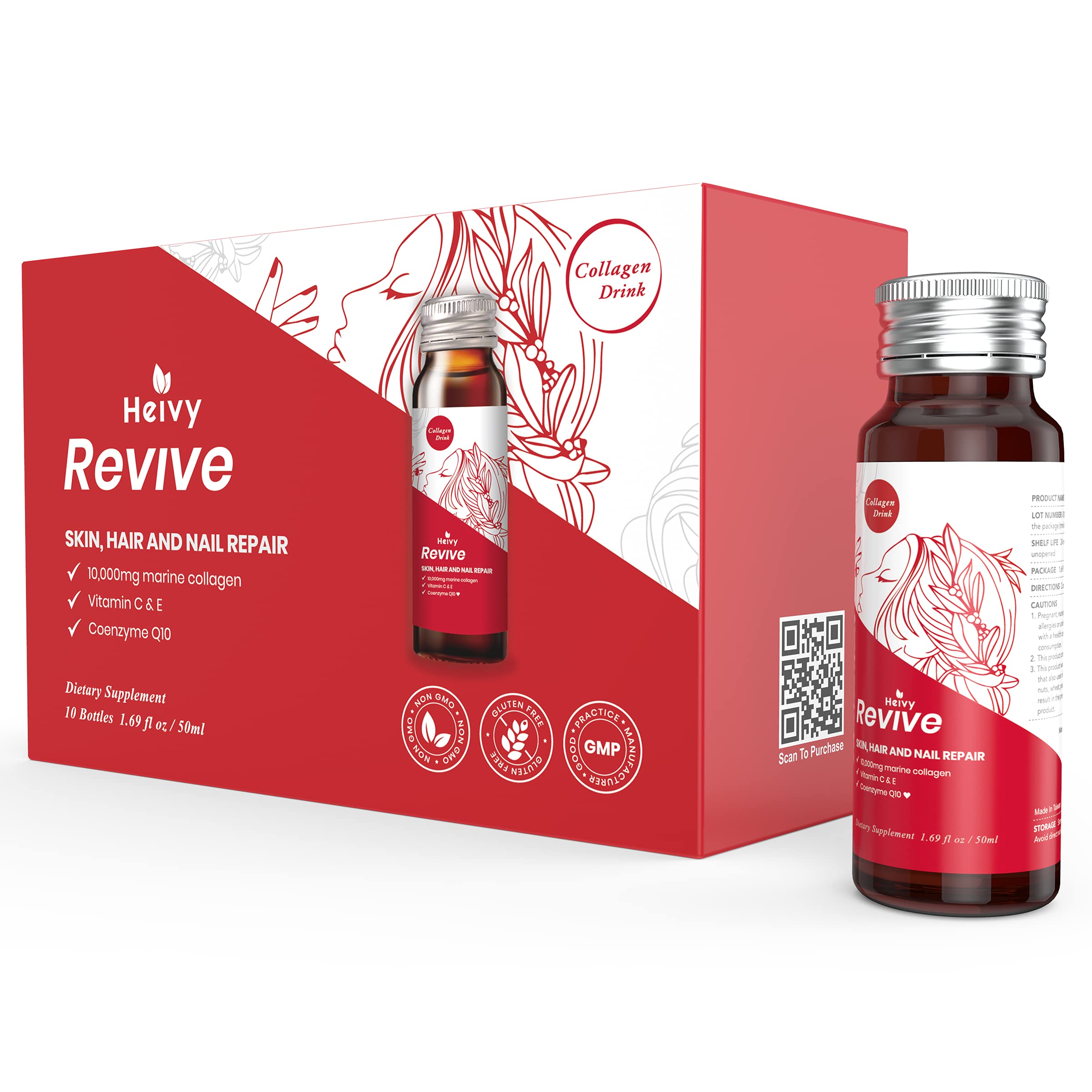 Foto 2 pulgar | Bebida De Colágeno Heivy Liquid Para Mujer, 50 Ml Con 10.000 Mg De Colla - Venta Internacional.