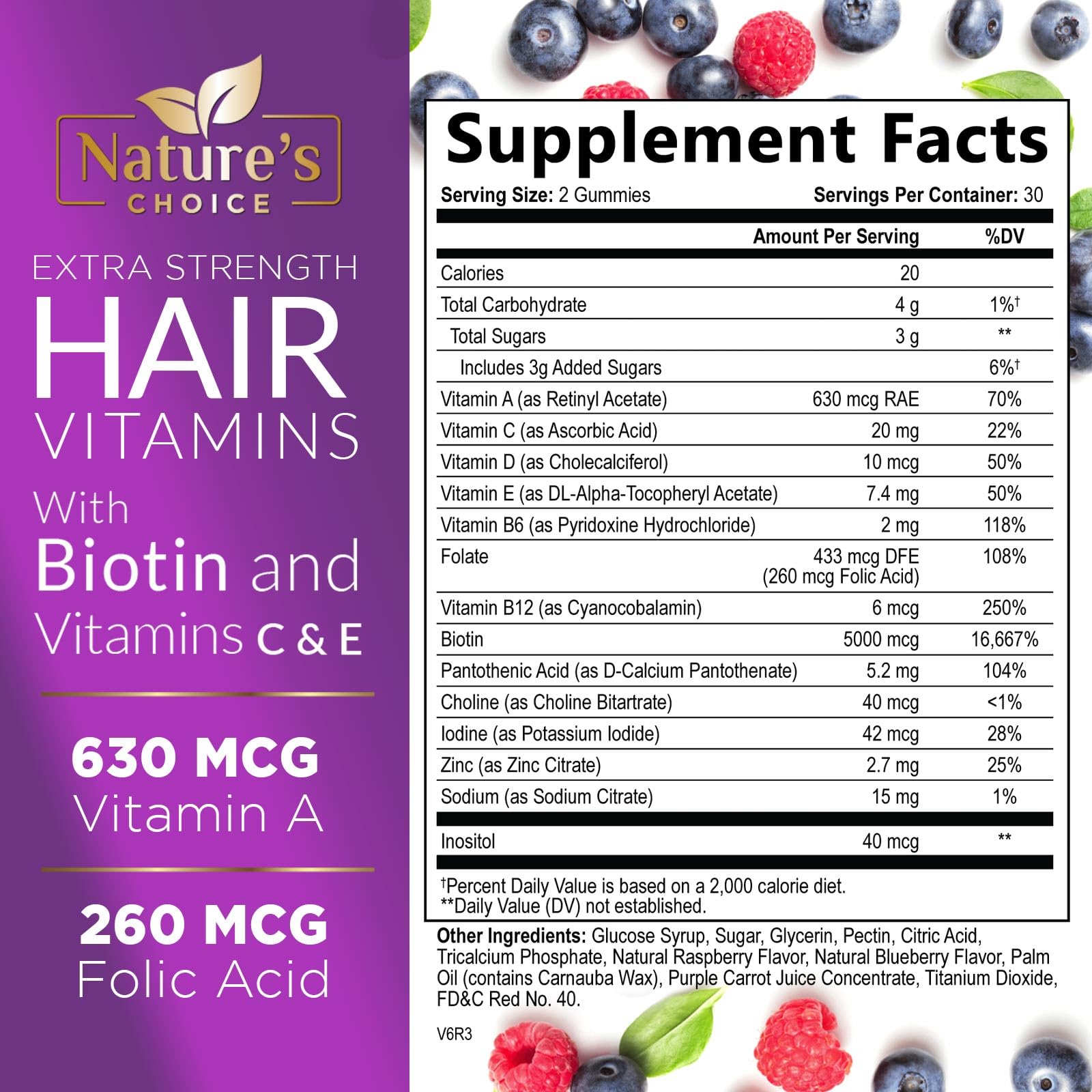 Foto 3 pulgar | Vitaminas Para El Cabello, Gomitas Nature's Choice, Biotina, 5000 Mcg, 60 Unidades - Venta Internacional.