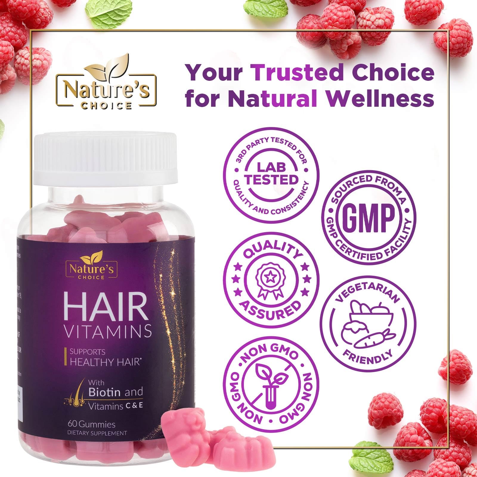 Foto 5 pulgar | Vitaminas Para El Cabello, Gomitas Nature's Choice, Biotina, 5000 Mcg, 60 Unidades - Venta Internacional.