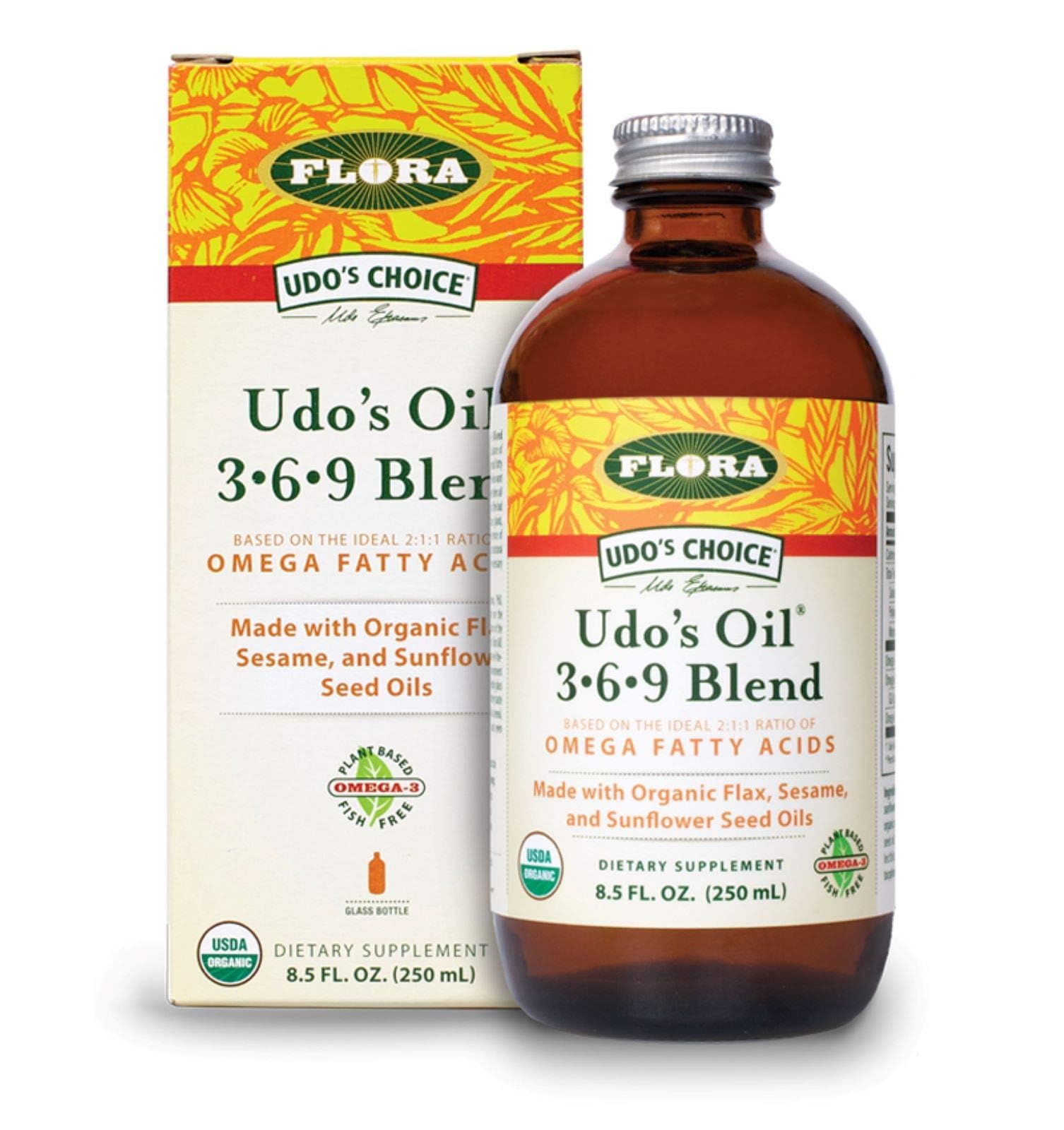 Foto 2 pulgar | Mezcla De Aceites Omega 369 Flora Udo's Choice, Botella De Vidrio De 250 Ml - Venta Internacional.
