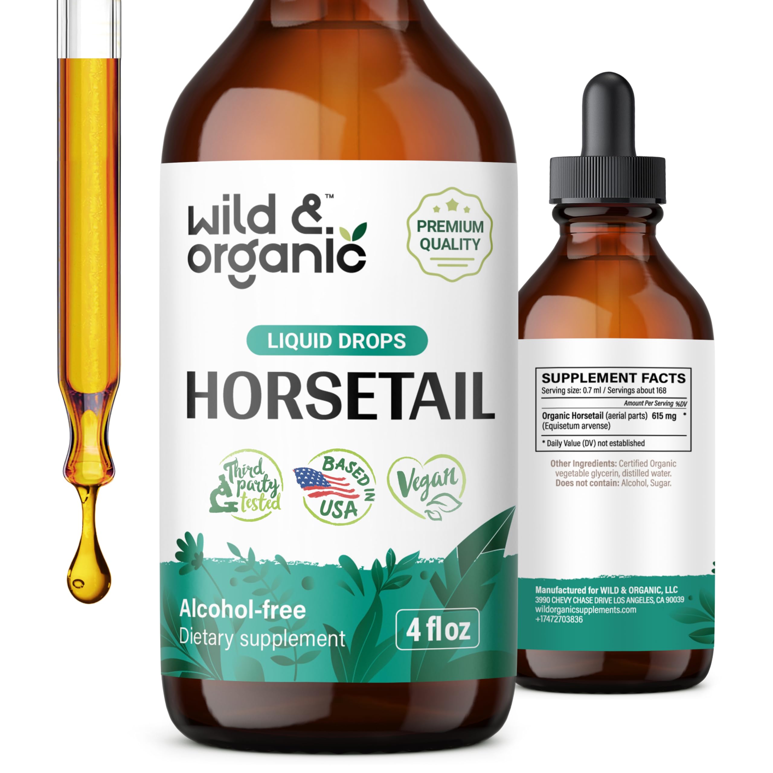 Suplemento De Tintura De Cola De Caballo Salvaje Y Orgánica 120 Ml - Venta Internacional.