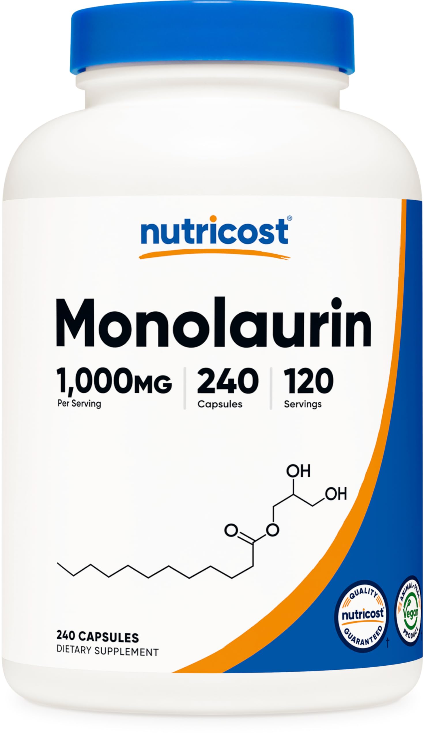 Foto 2 pulgar | Suplemento Nutricost Monolaurin 1000 Mg 240 Cápsulas - Venta Internacional.