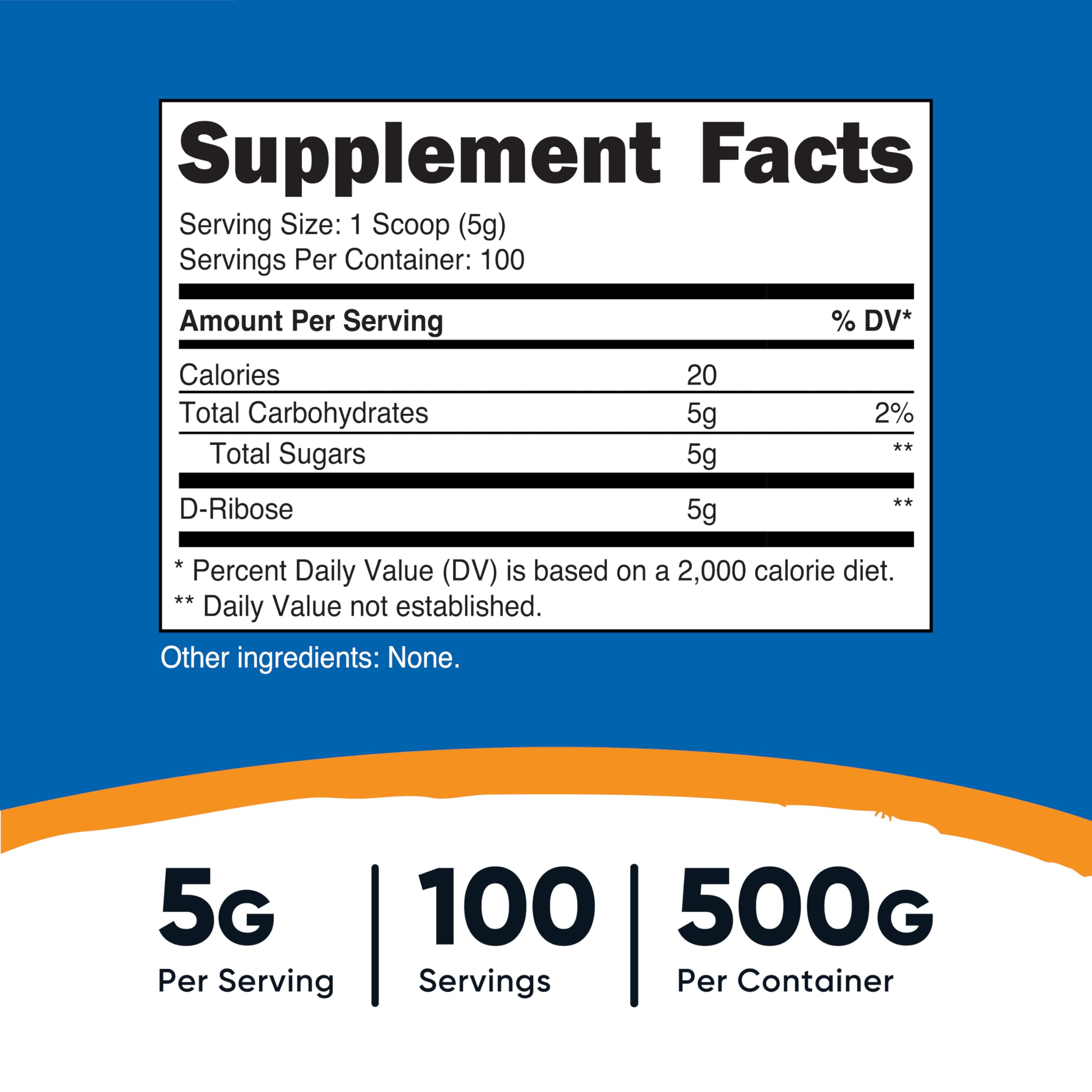 Foto 3 pulgar | Suplemento Nutricost De D-ribosa En Polvo, 500 G, 5000 Mg/porción - Venta Internacional.
