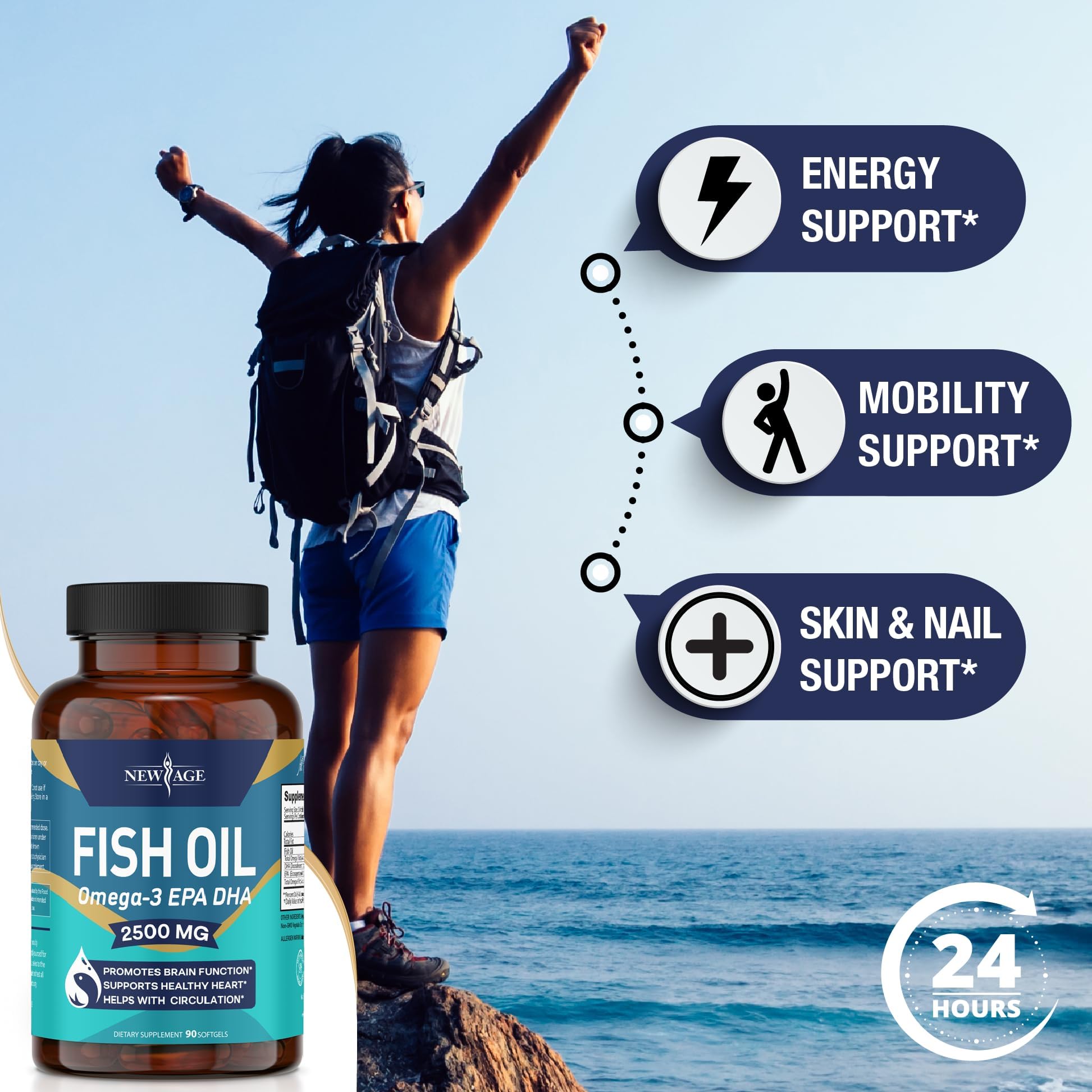 Foto 3 | Complemente El Aceite De Pescado Omega 3 De New Age De 2500 Mg Para Reforzar El Sistema Inmunitario - Venta Internacio