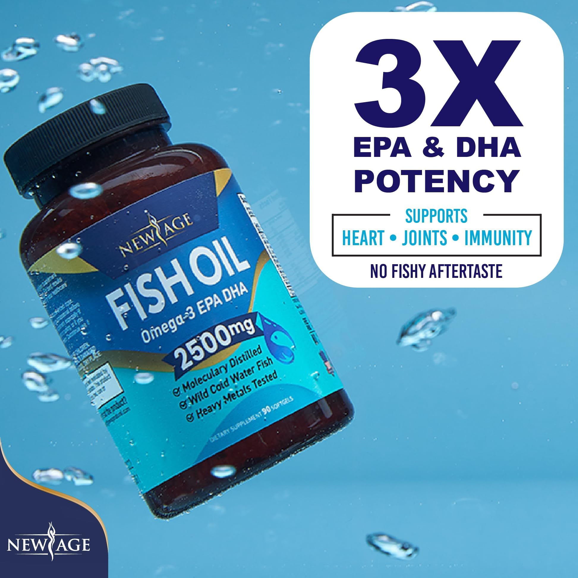 Foto 6 | Complemente El Aceite De Pescado Omega 3 De New Age De 2500 Mg Para Reforzar El Sistema Inmunitario - Venta Internacio