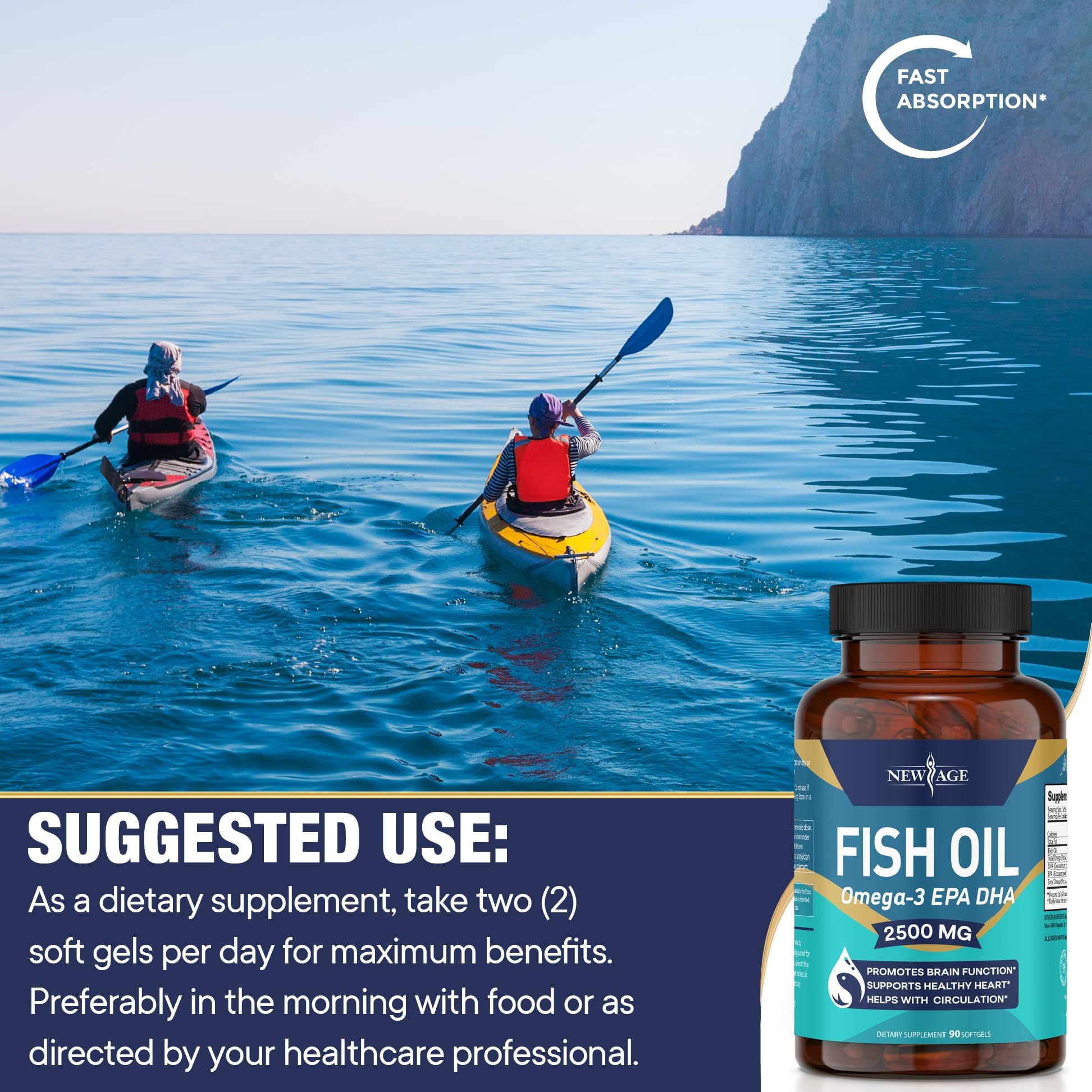 Foto 8 pulgar | Complemente El Aceite De Pescado Omega 3 De New Age De 2500 Mg Para Reforzar El Sistema Inmunitario - Venta Internacio