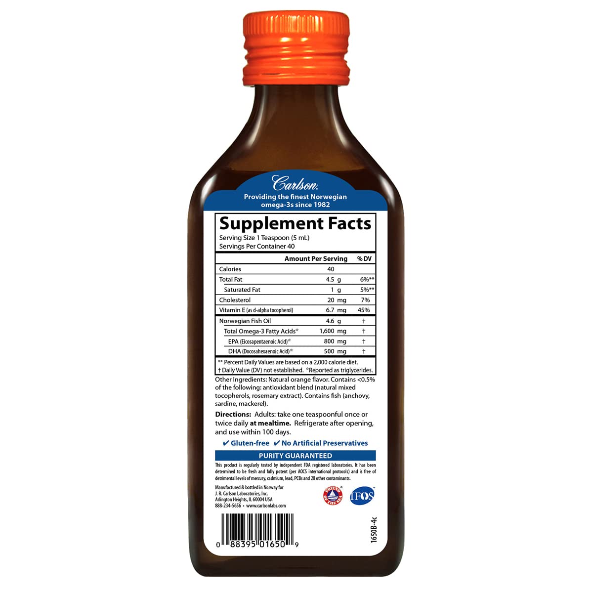 Foto 3 pulgar | Suplemento De Aceite De Pescado Carlson The Very Finest 200 Ml Omega-3 - Venta Internacional.