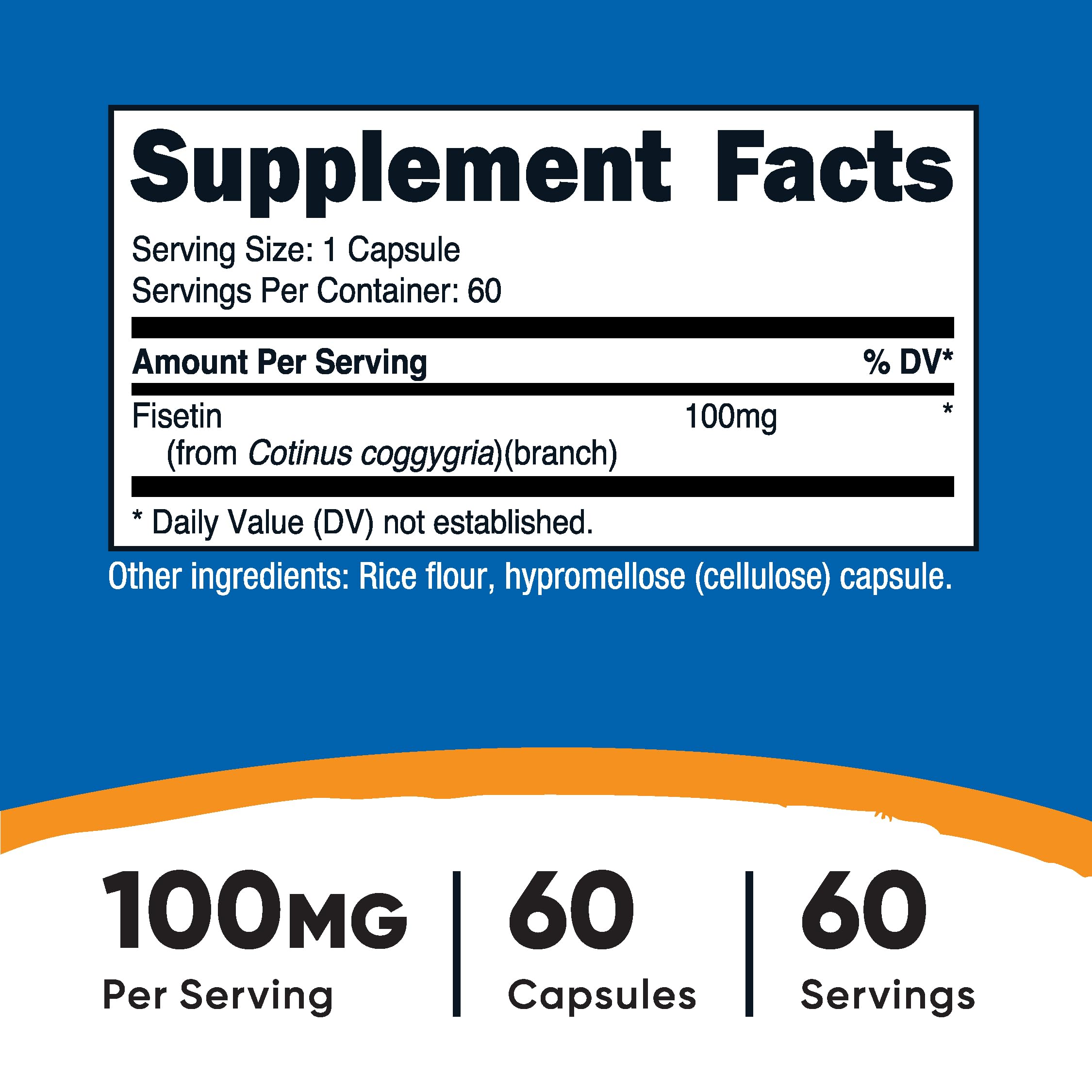 Foto 3 pulgar | Suplemento Nutricost, Cápsulas De Fisetina, 100 Mg, 60 Cápsulas - Venta Internacional.
