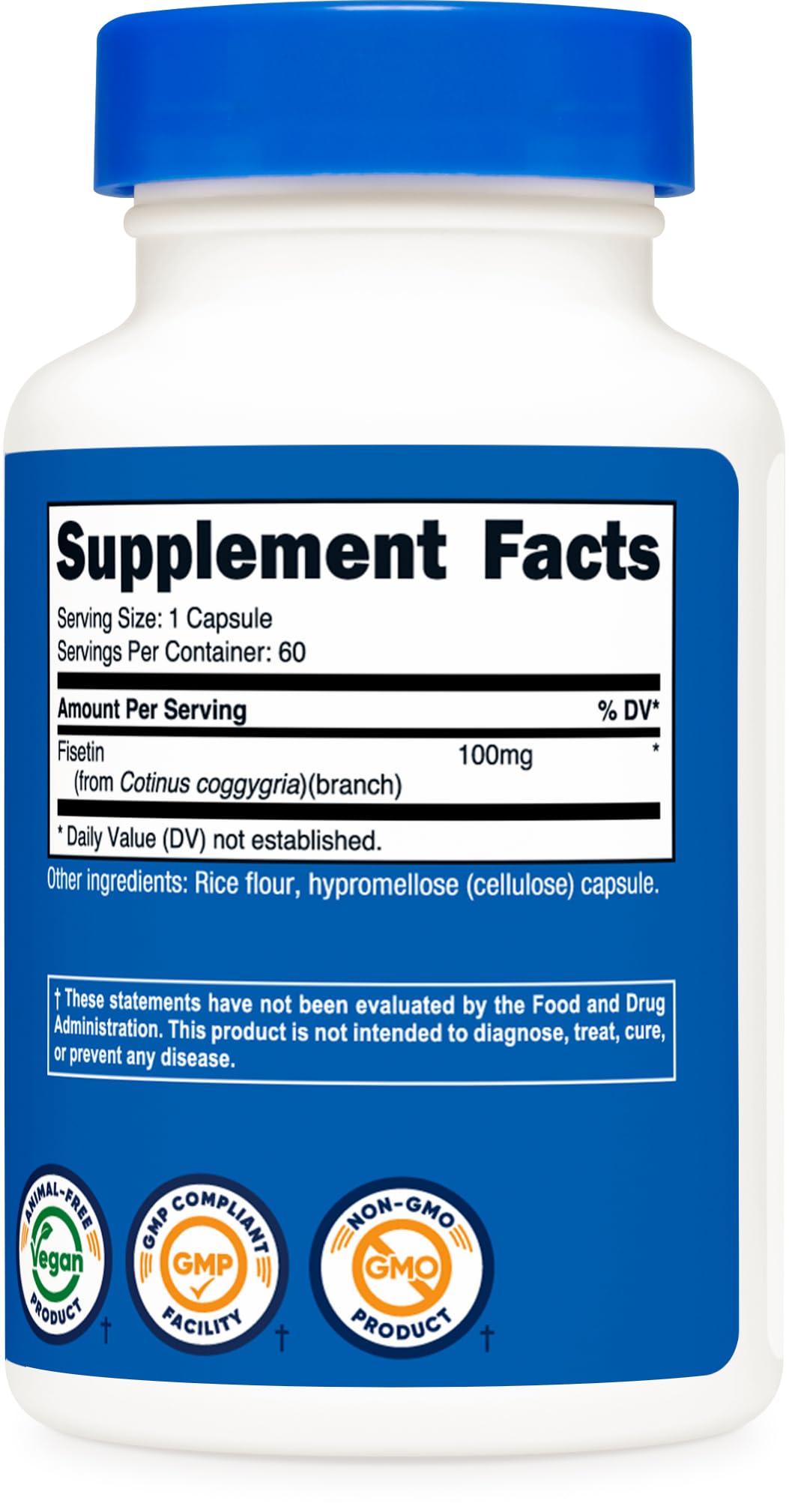 Foto 5 pulgar | Suplemento Nutricost, Cápsulas De Fisetina, 100 Mg, 60 Cápsulas - Venta Internacional.