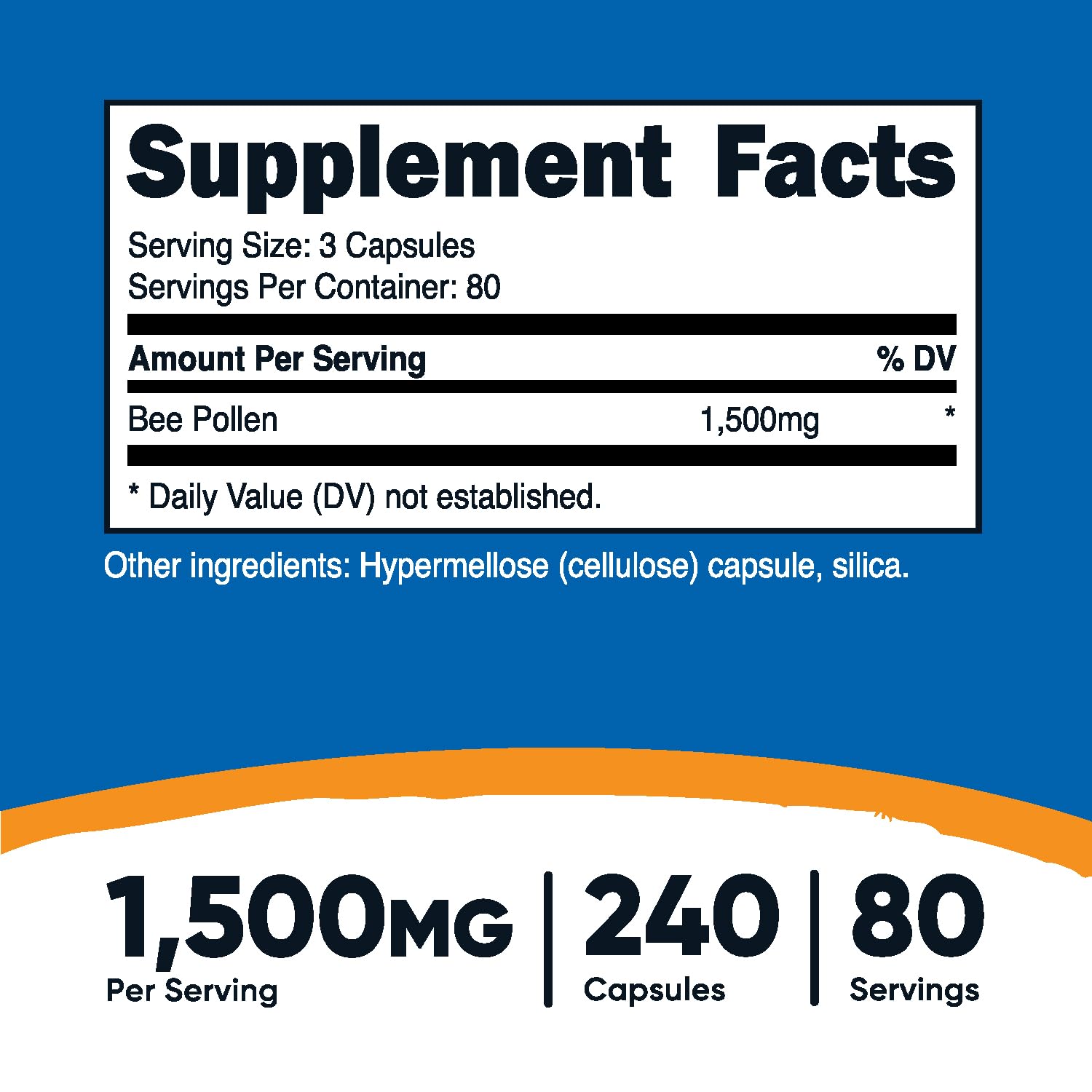 Foto 3 pulgar | Suplemento Nutricost De Polen De Abeja 1500 Mg 240 Cápsulas - Venta Internacional.