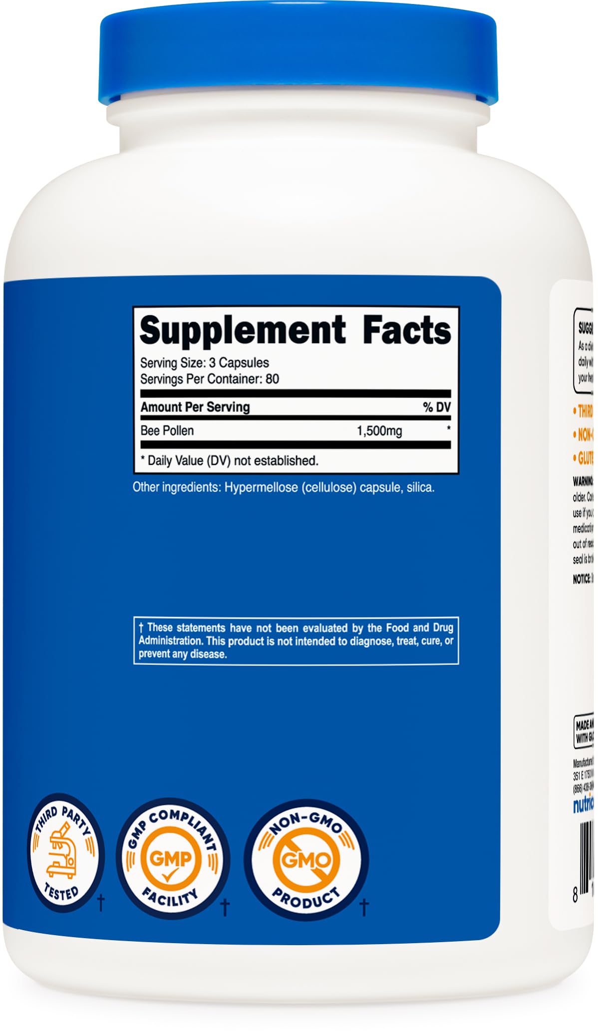 Foto 5 | Suplemento Nutricost De Polen De Abeja 1500 Mg 240 Cápsulas - Venta Internacional.
