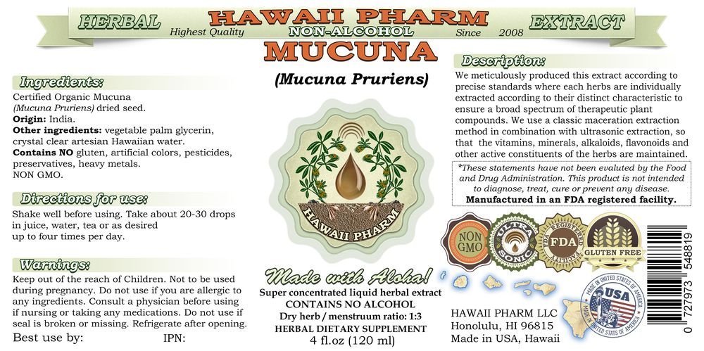 Foto 3 pulgar | Suplemento Herbario Hawaii Pharm Mucuna Pruriens 60 Ml - Venta Internacional.