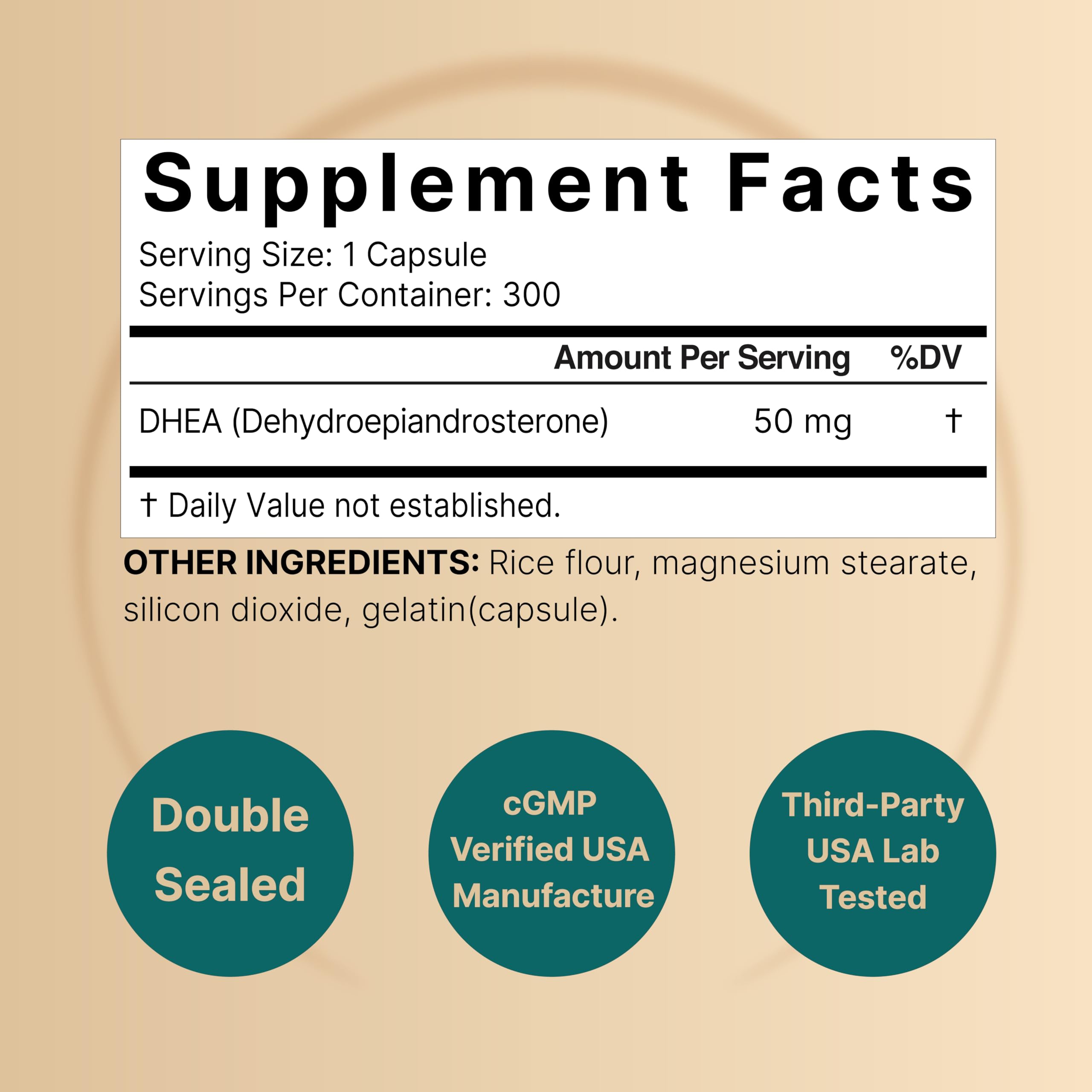 Foto 3 pulgar | Suplemento Naturebell Dhea 50 Mg 300 Cápsulas Micronizadas - Venta Internacional.