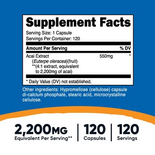 Foto 2 | Suplemento Nutricost De Extracto De Acai, 2,2 G, 120 Cápsulas Vegetarianas - Venta Internacional.